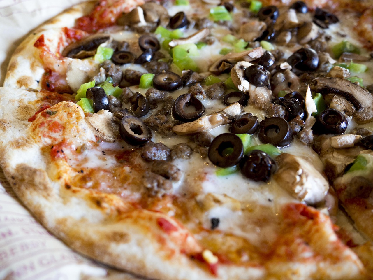 Mushroom and Black Olive Pizza