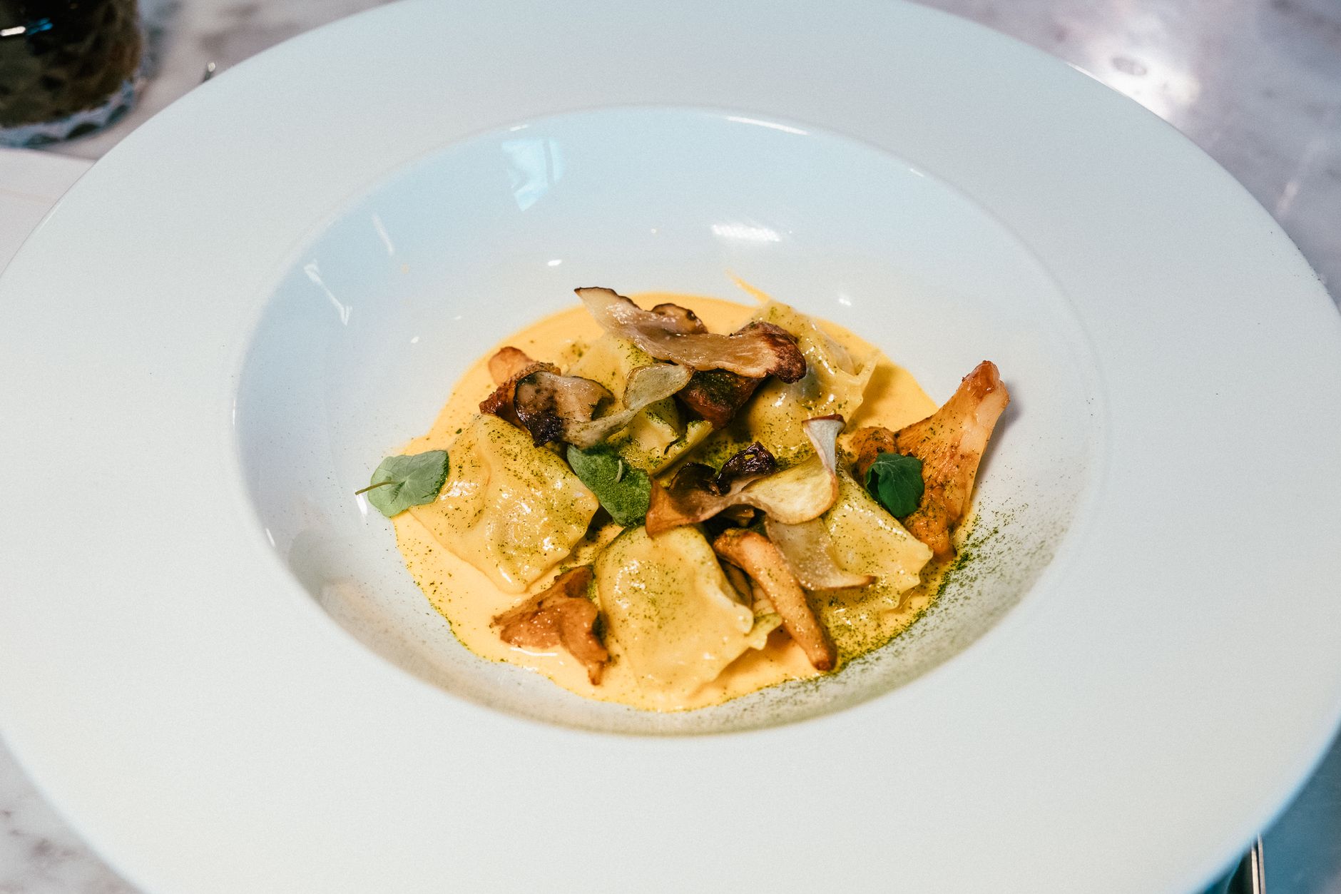 Mushroom Ravioli with Pesto