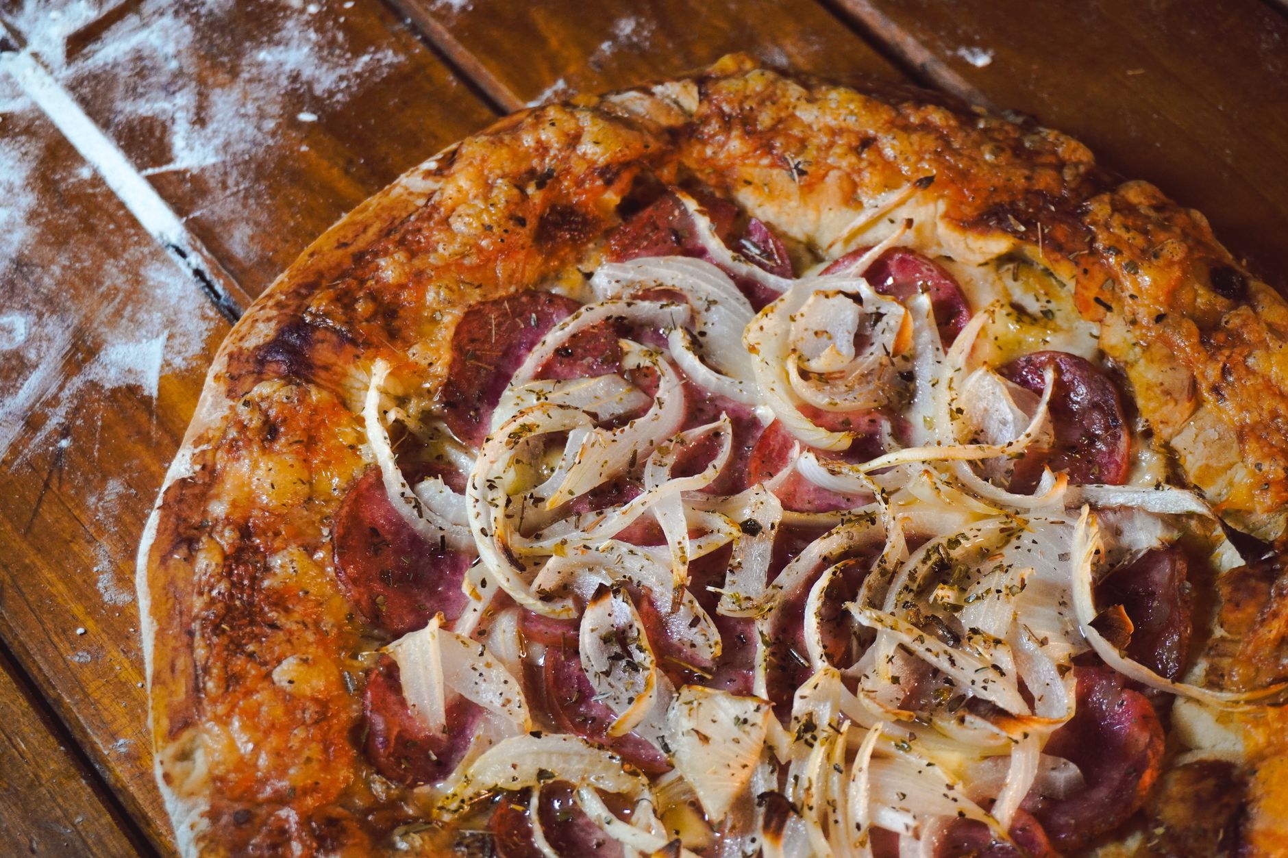 Onion and Salami Pizza