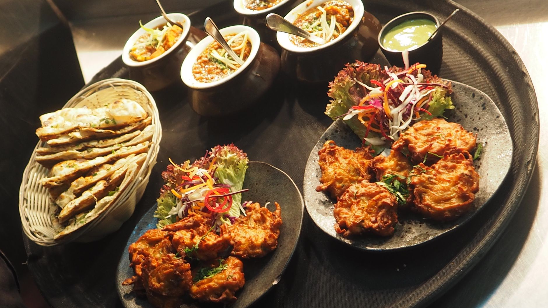 Pakoras with Yogurt Curry and Flatbread