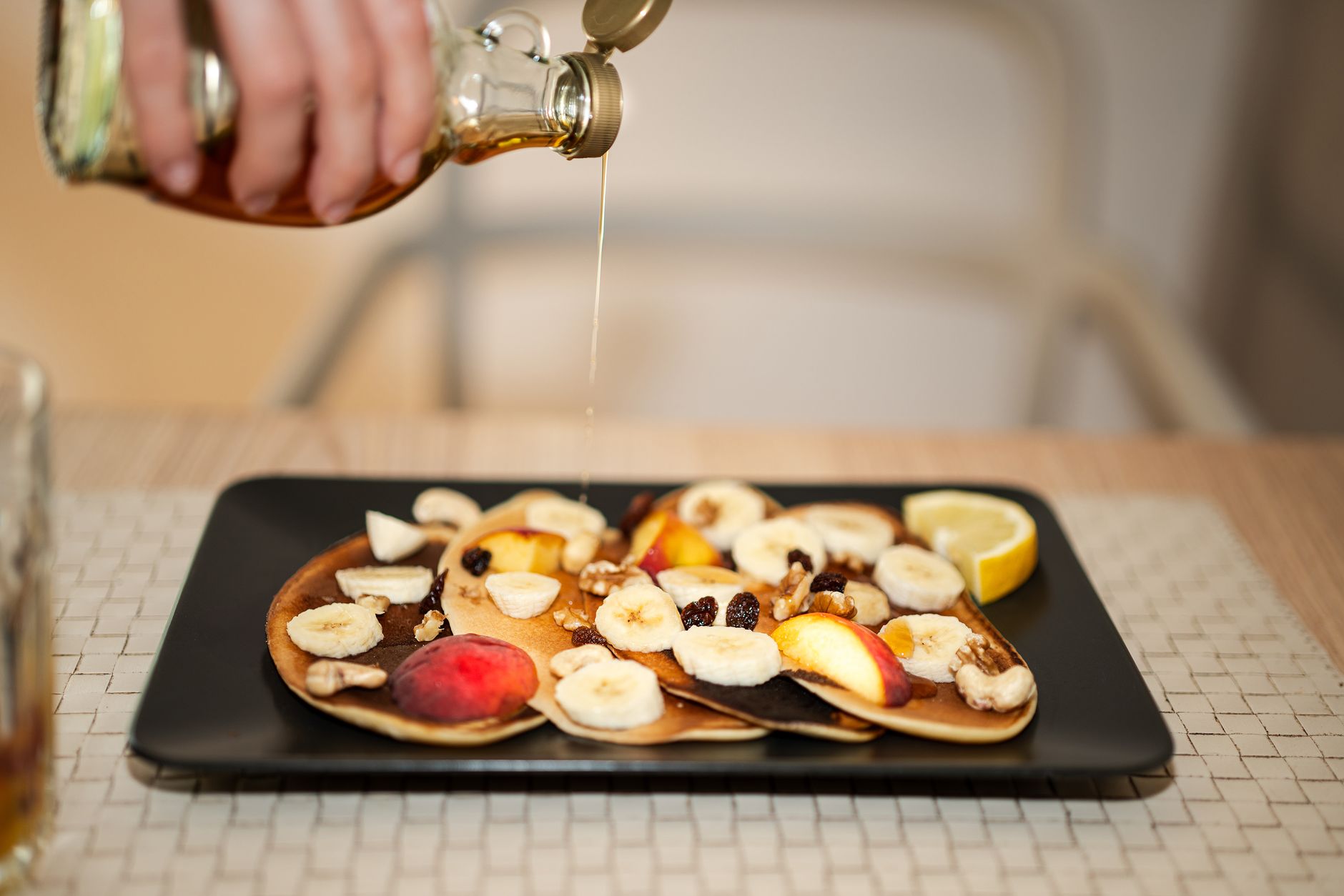 Pancakes with Fruit and Syrup