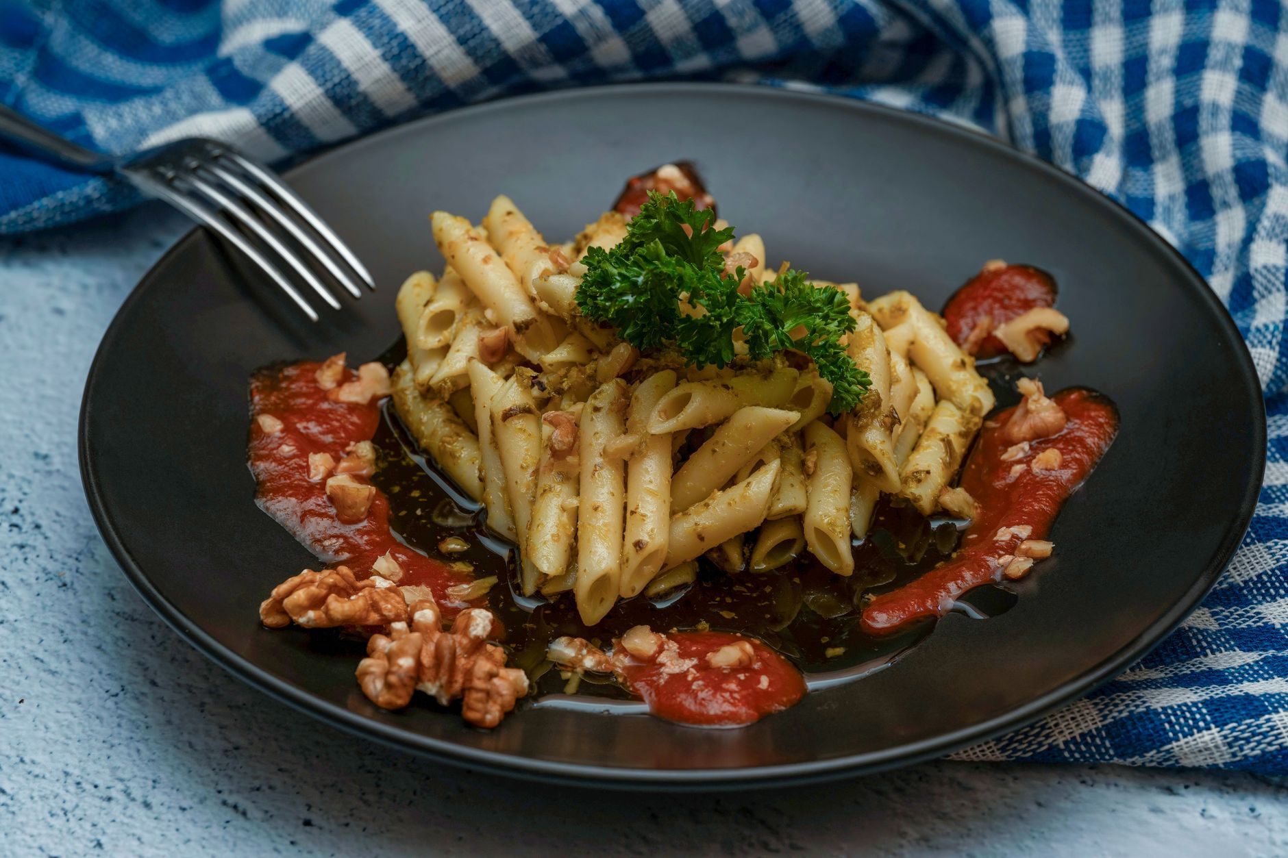 Penne with Pepperoni and Walnuts