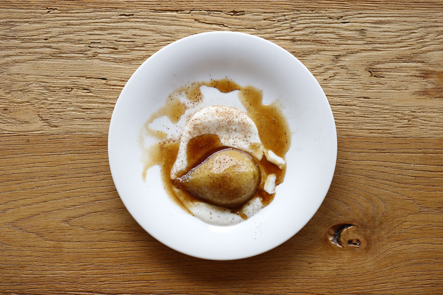 Poached Pear with Caramel Sauce