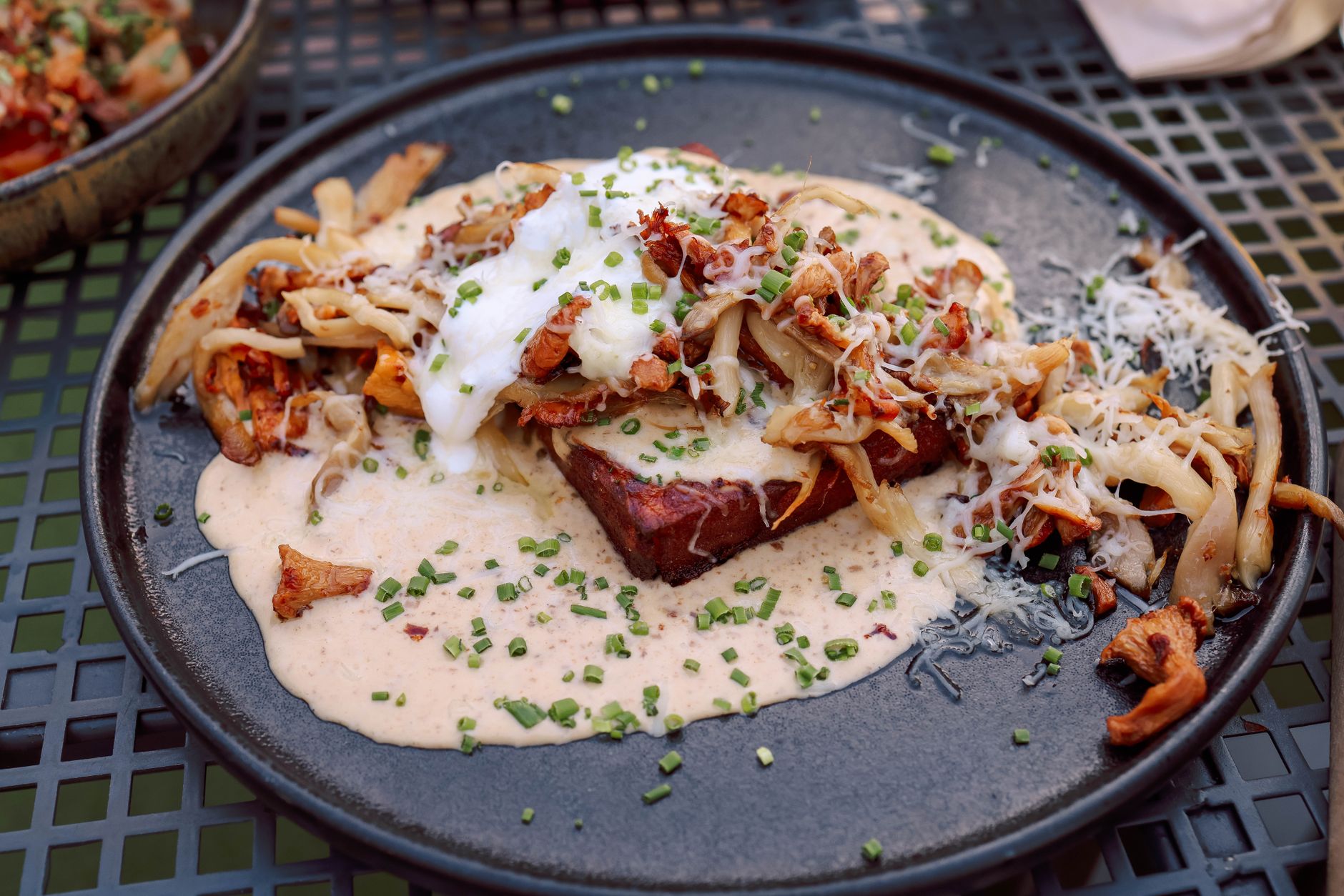 Pork Belly with Cream Sauce and Poached Egg
