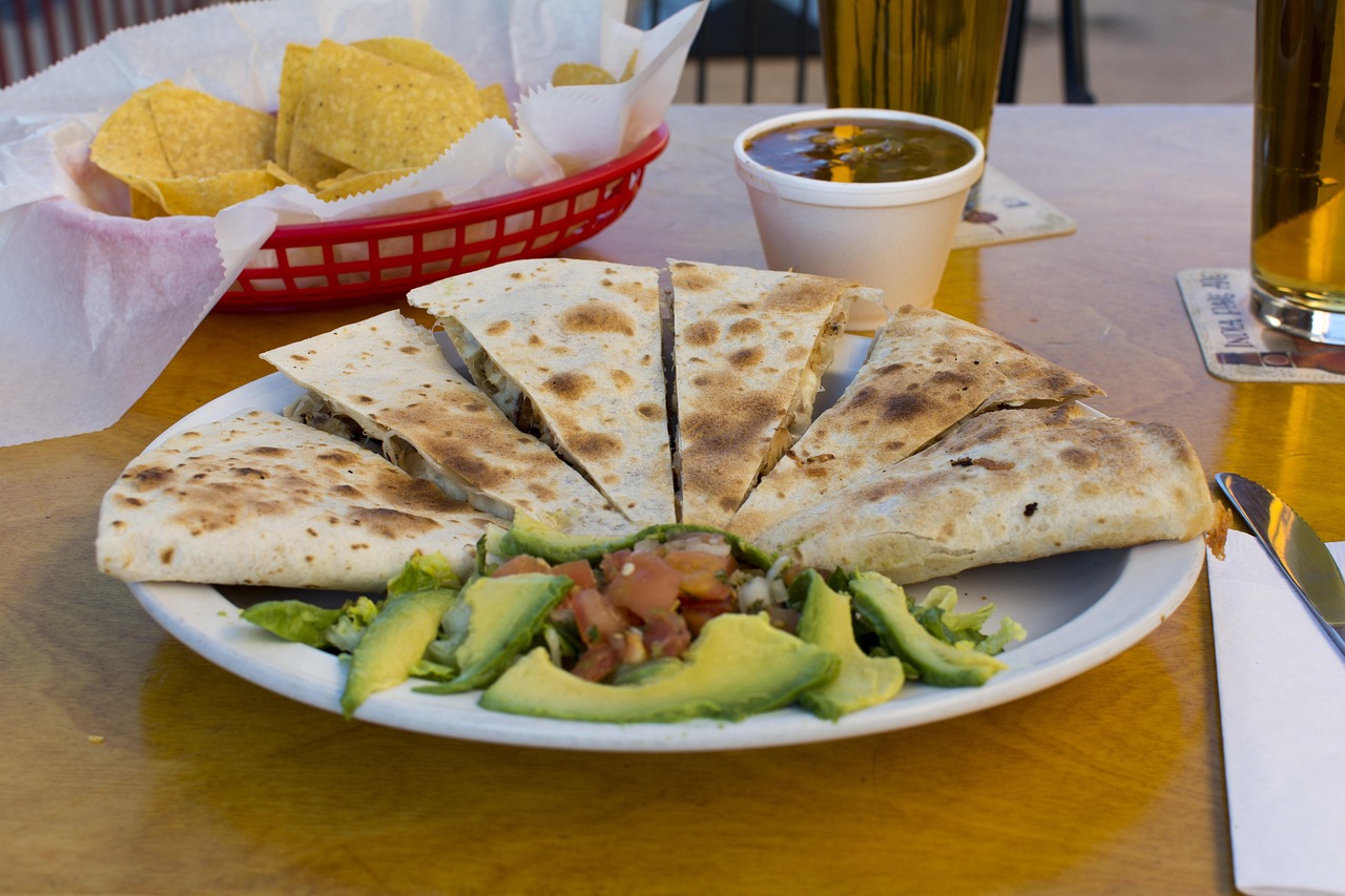 Quesadilla with Guacamole and Salsa