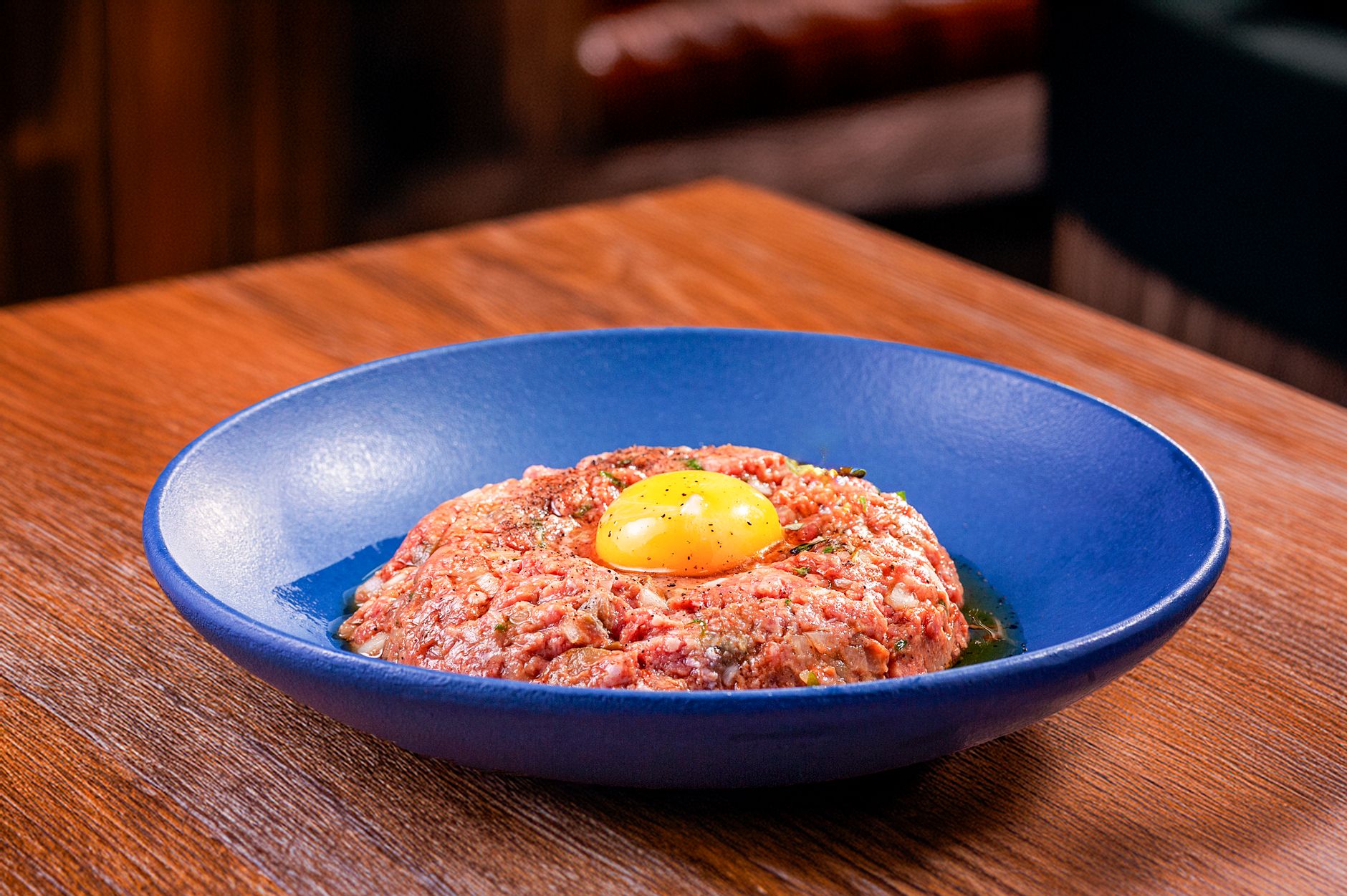 Raw Beef Tartare with Raw Egg Yolk