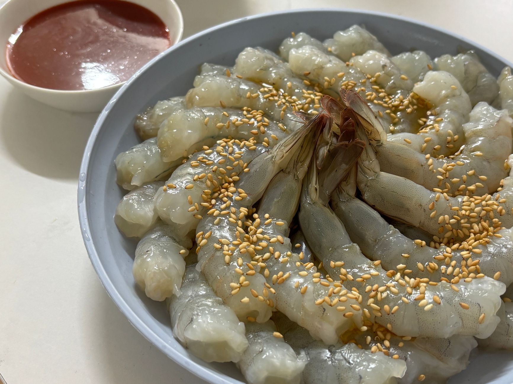 Raw Shrimp with Sesame Seeds