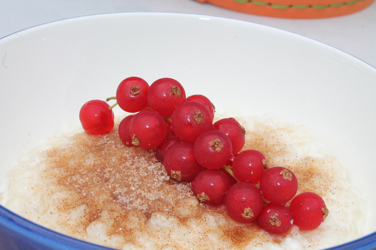 Rice Pudding with Red Currants and Cinnamon
