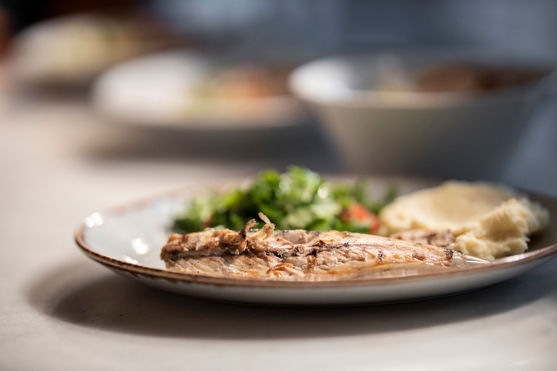 Roast Chicken with Mashed Potatoes and Vegetables
