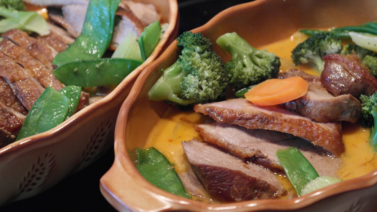 Roast Duck with Vegetables and Sauce
