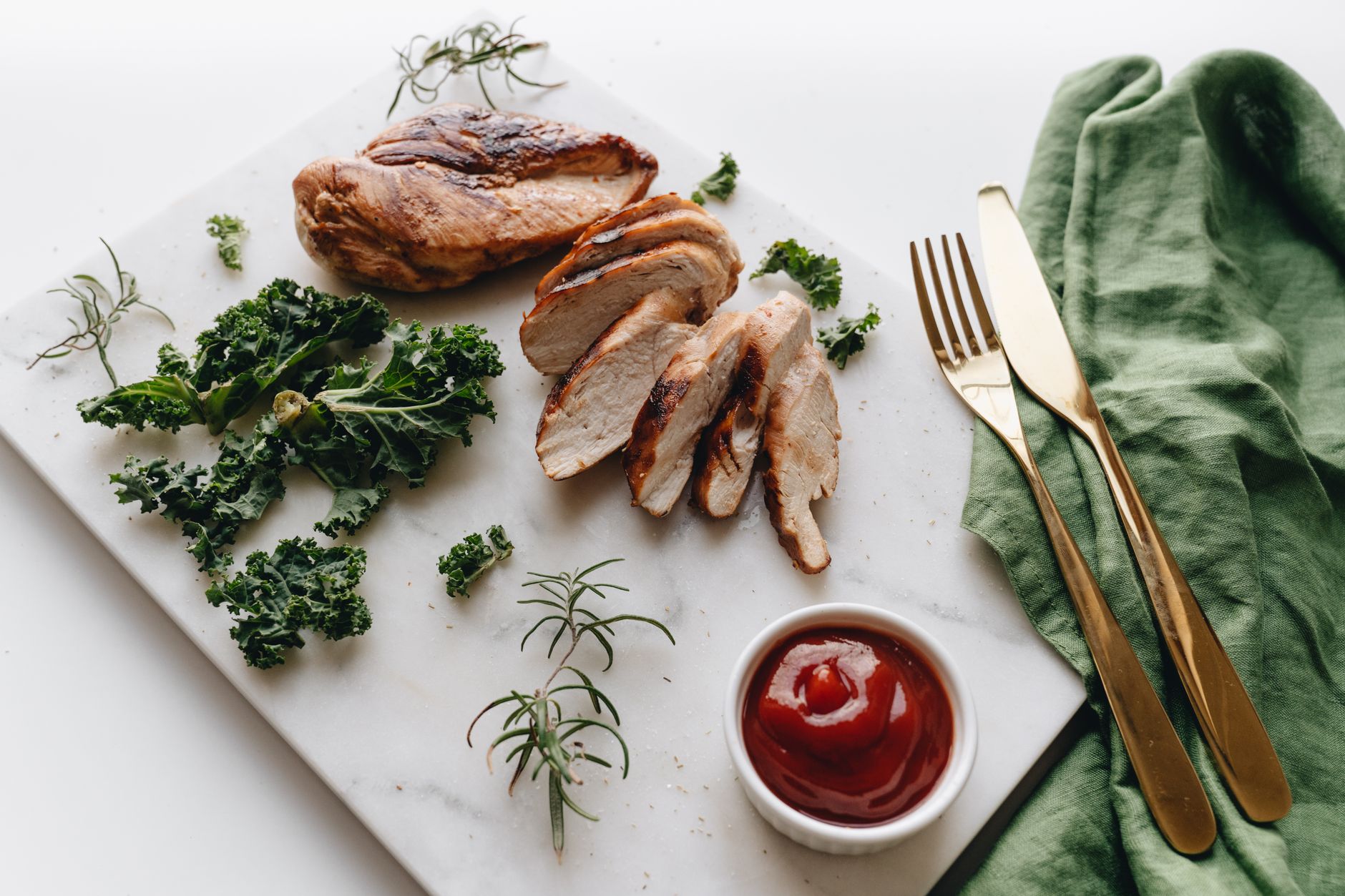 Roasted Chicken Breast with Kale and Rosemary