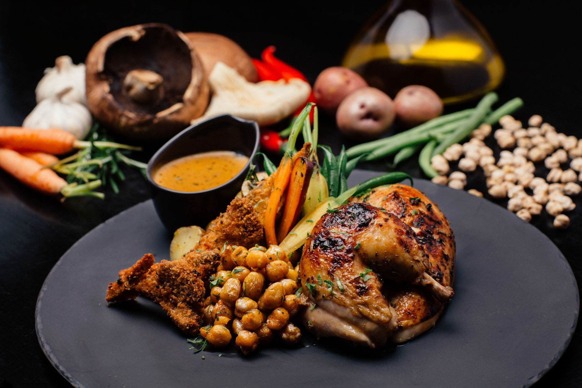 Roasted Chicken with Chickpeas and Vegetables