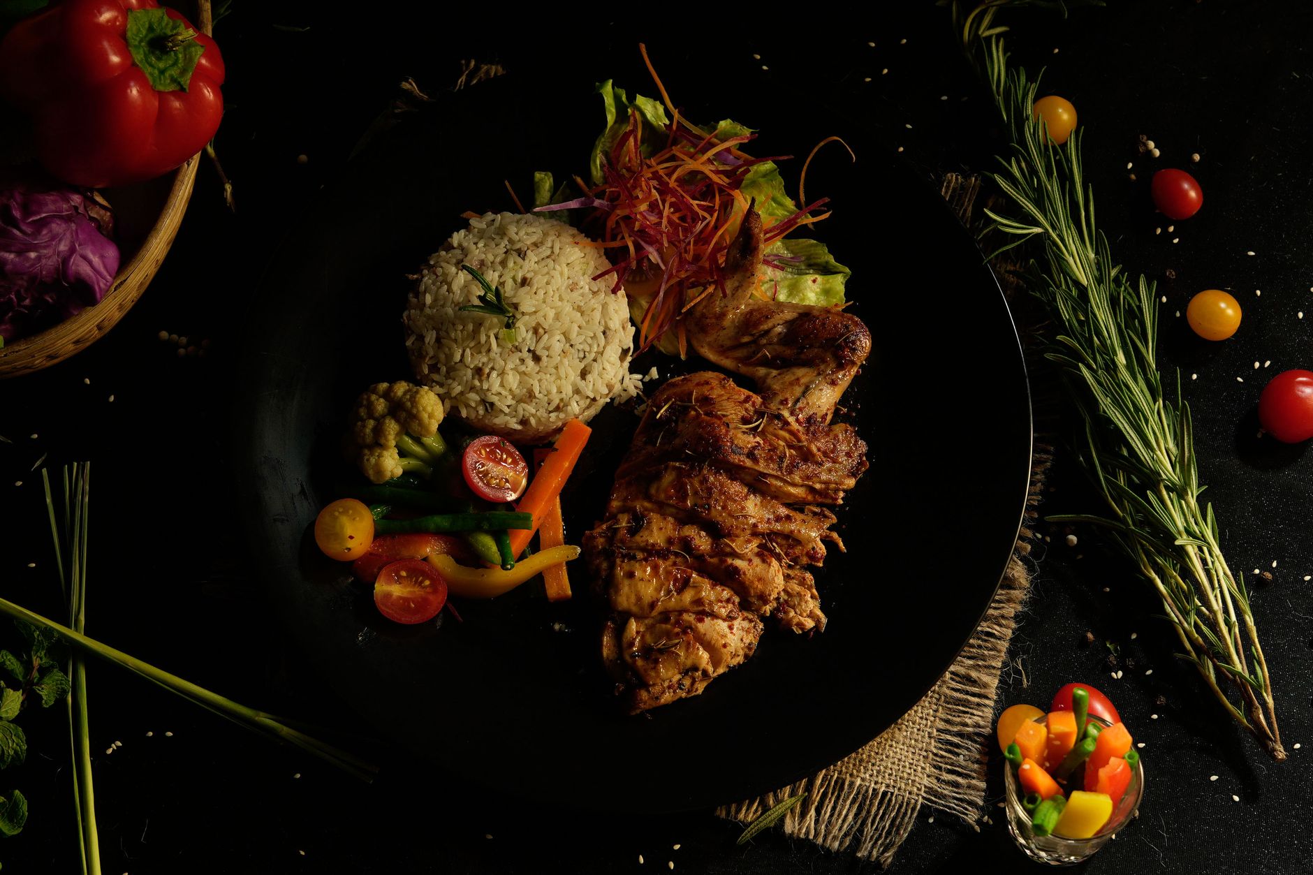 Roasted Chicken with Rice and Vegetables