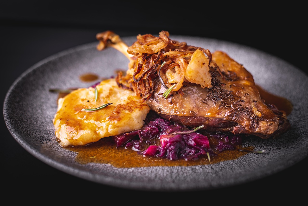 Roasted Rabbit with Red Cabbage and Potatoes