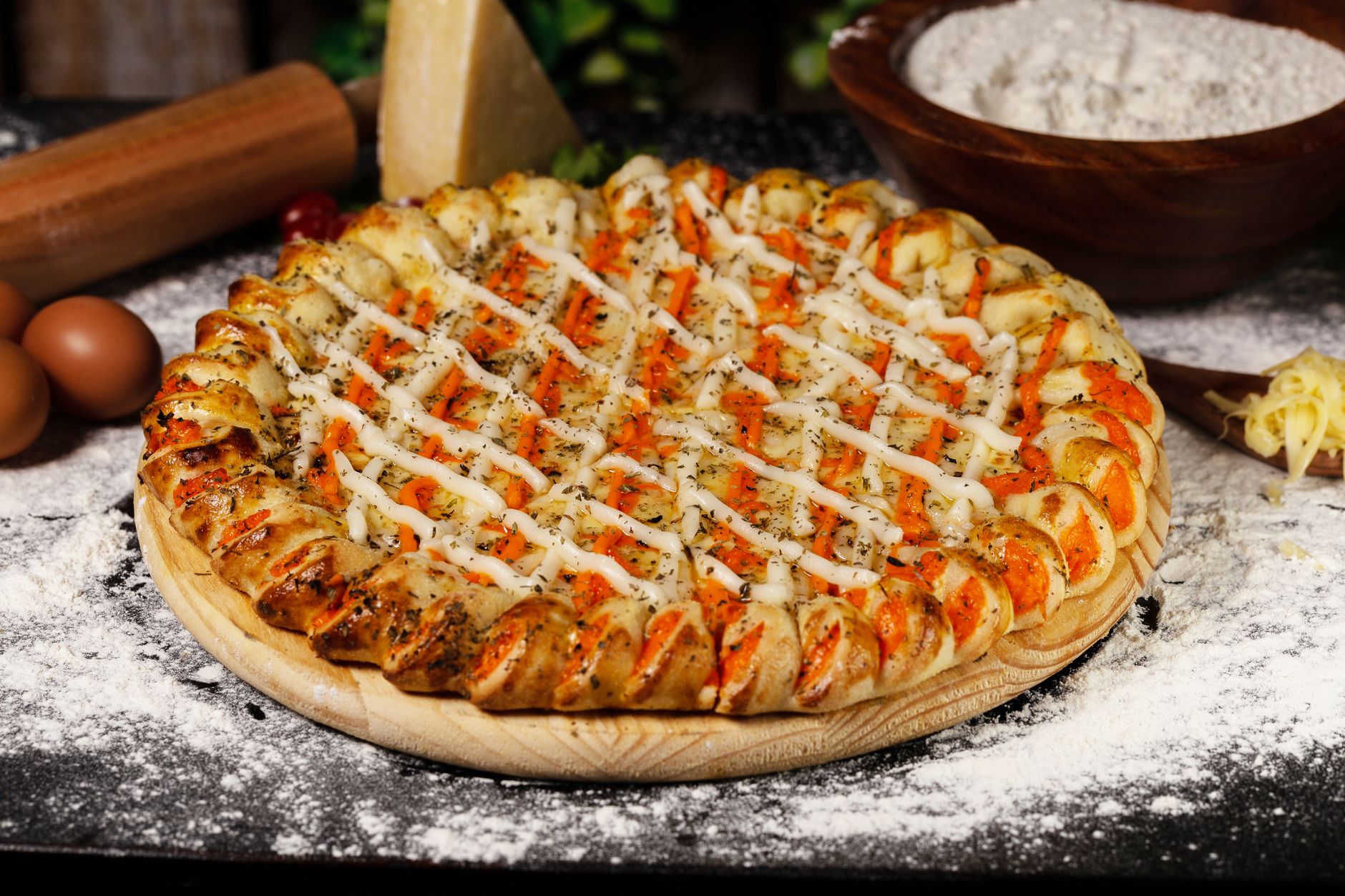 Salmon Pizza with Cream Cheese Drizzle