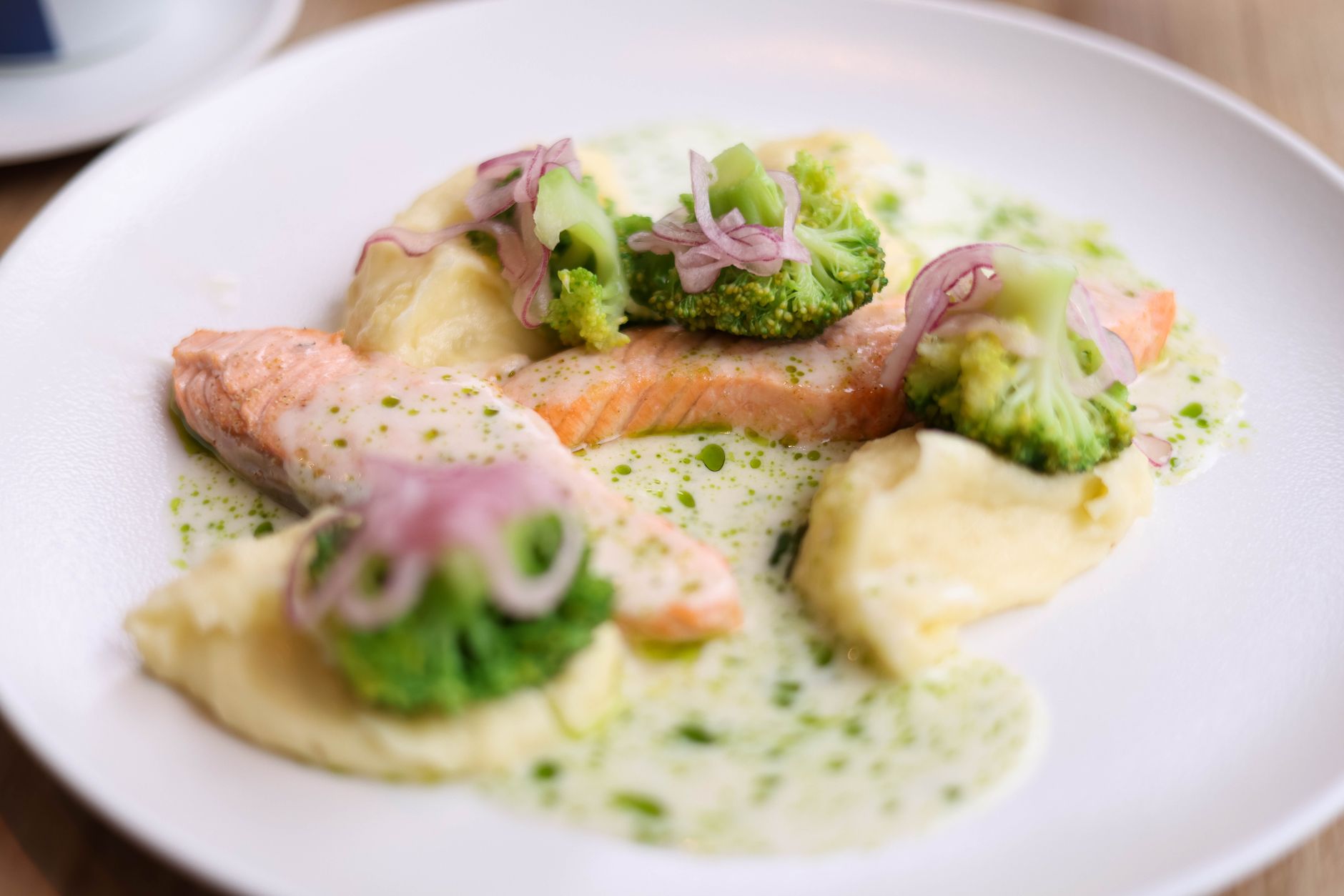 Salmon with Aligot and Broccoli