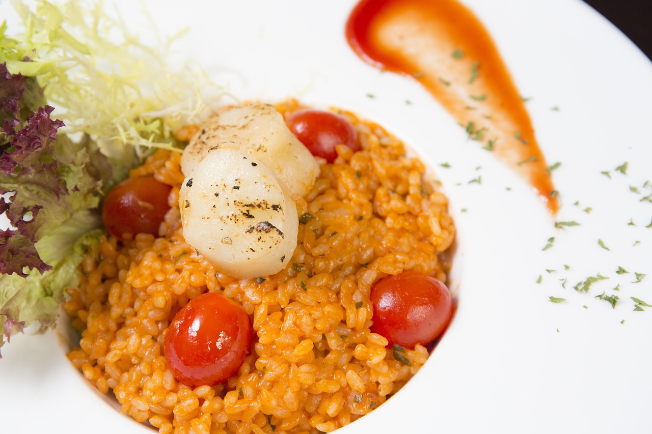 Scallops with Tomato Risotto