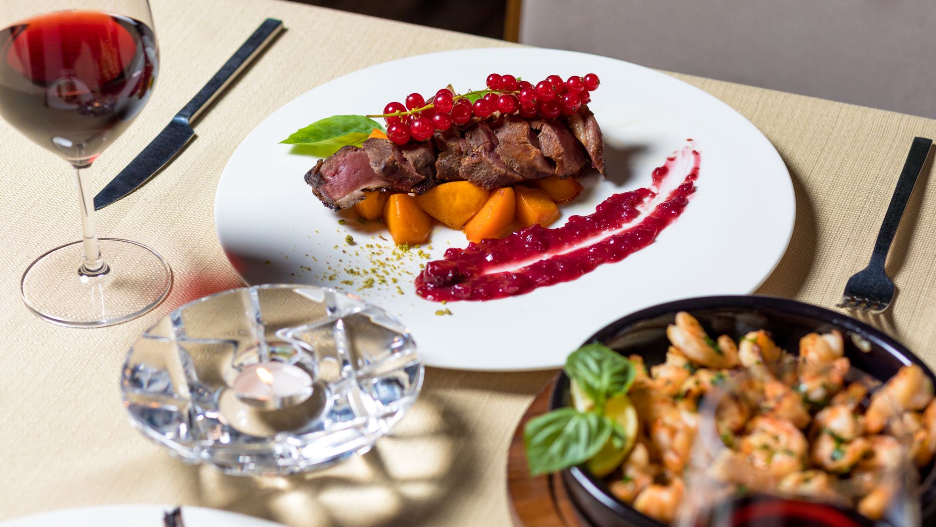 Seared Beef Tenderloin with Red Currant Sauce and Apricots