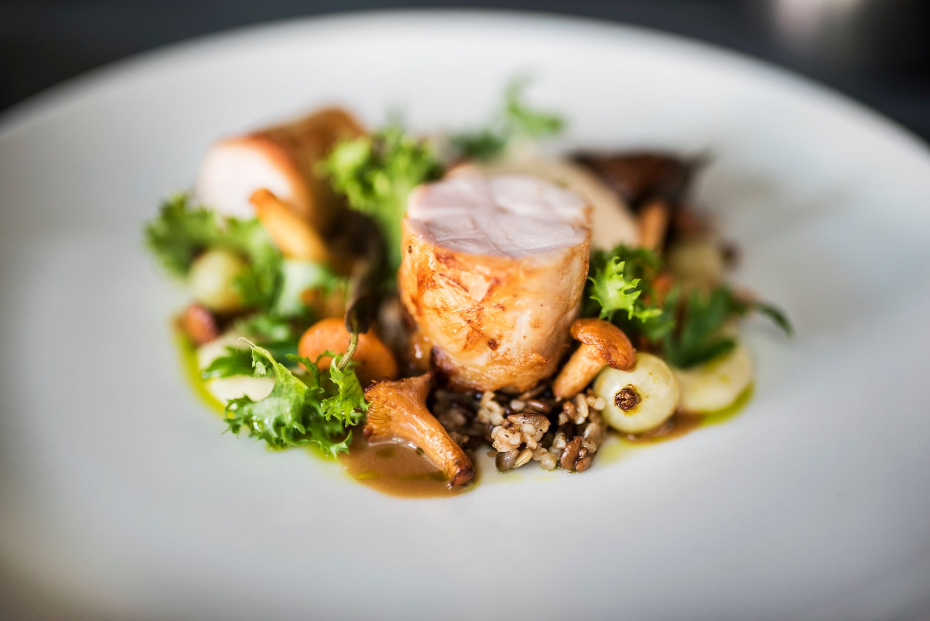 Seared Salmon with Mushrooms and Greens