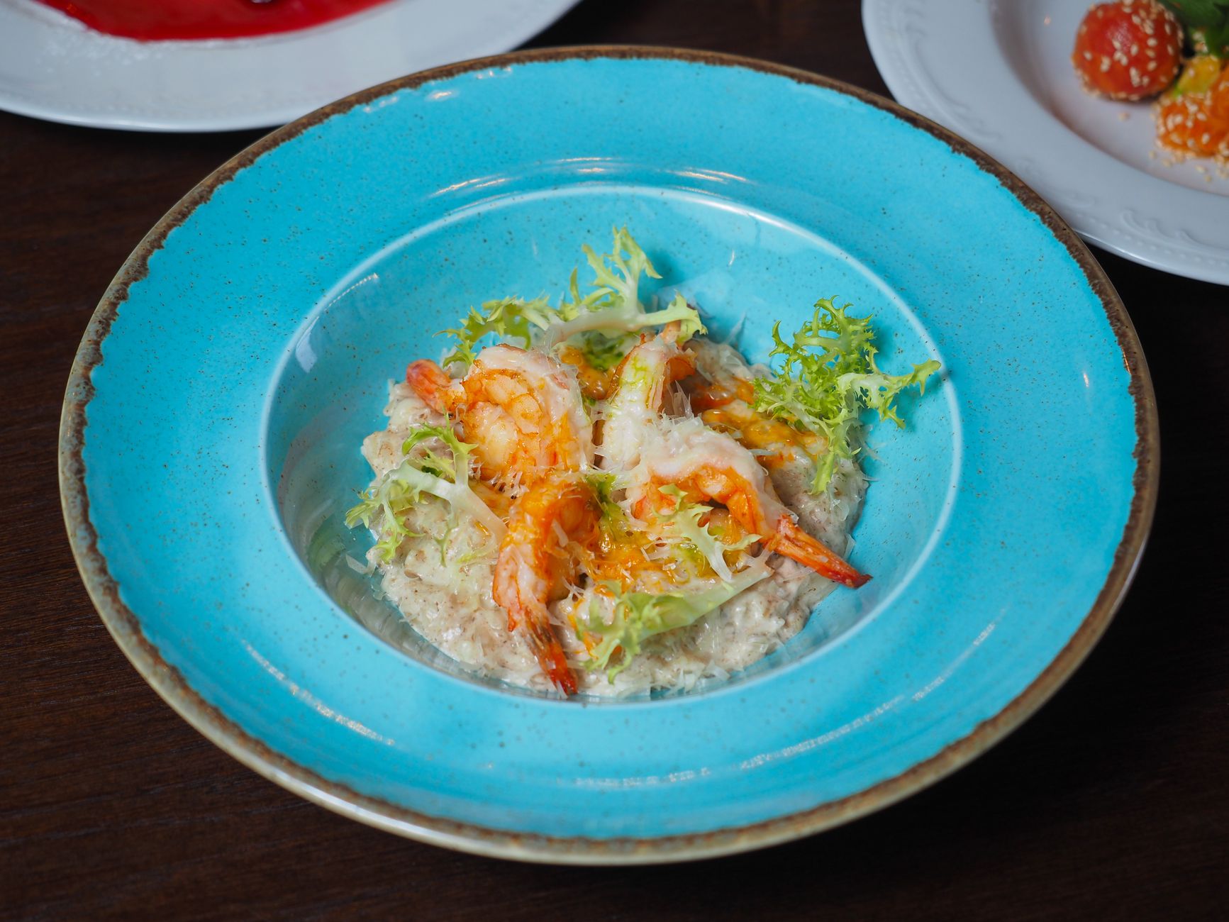 Shrimp over Rice with Frisée Lettuce