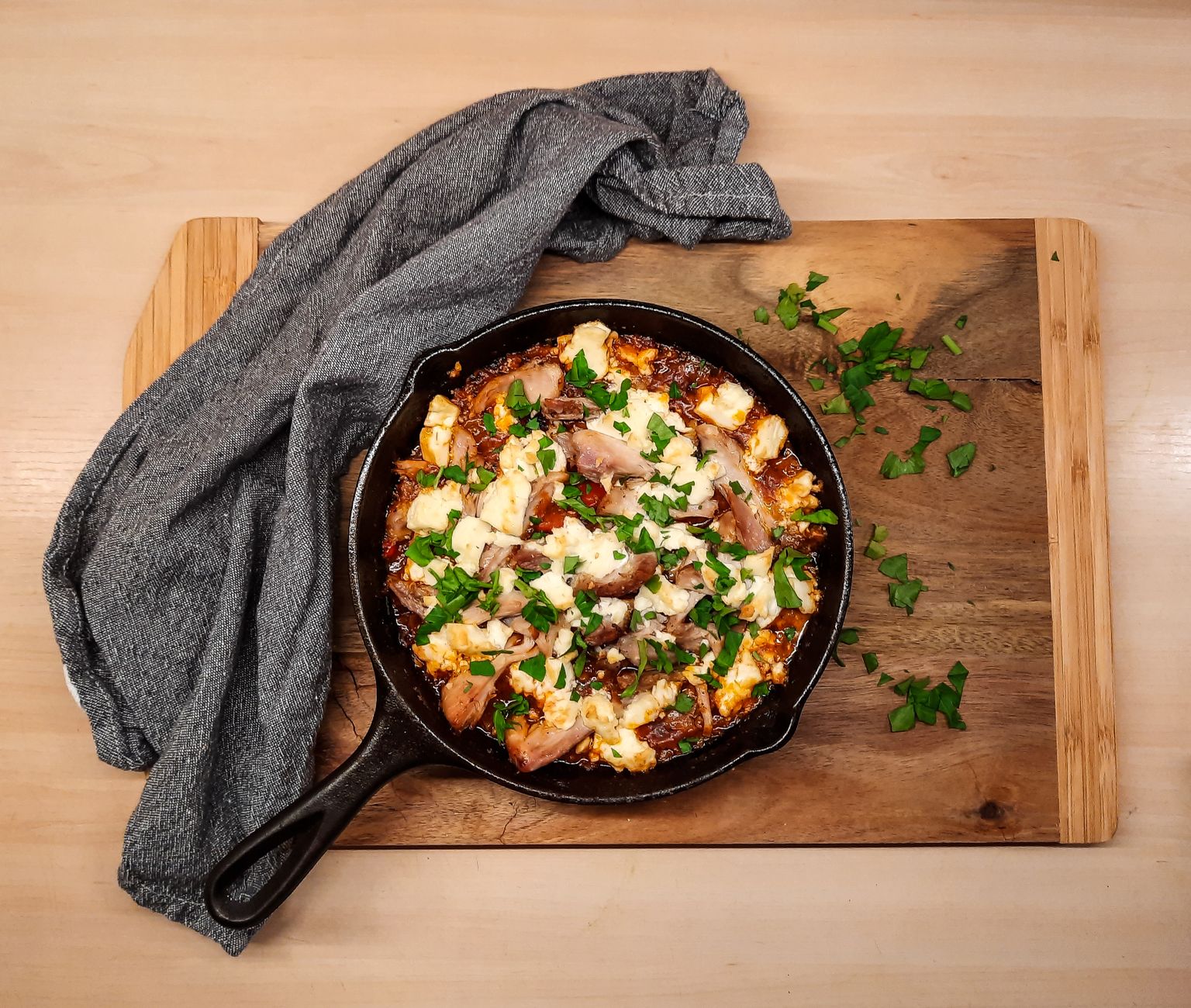 Skillet Chicken with Cheese and Herbs