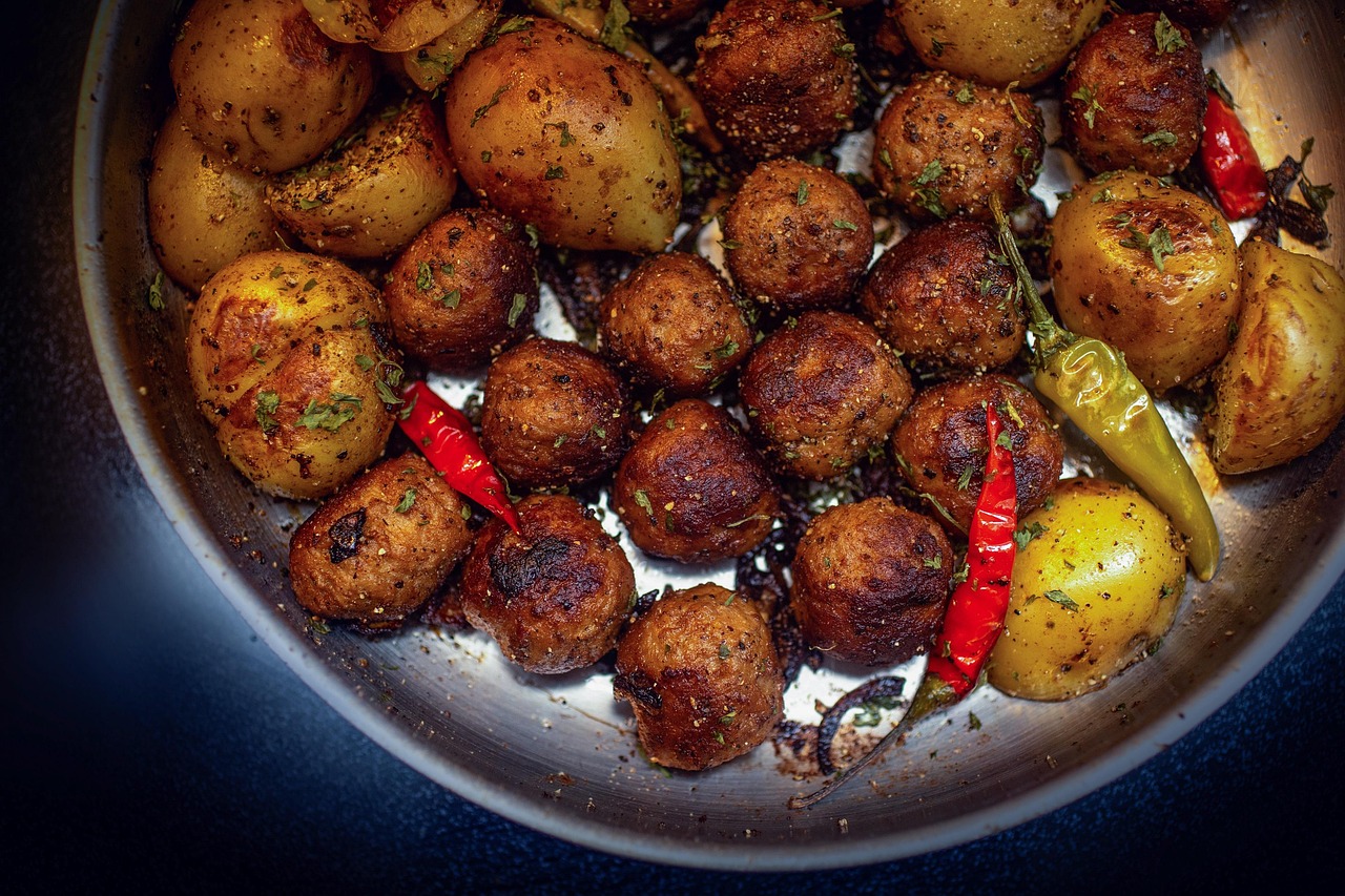 Spiced Potato and Meatball Skillet
