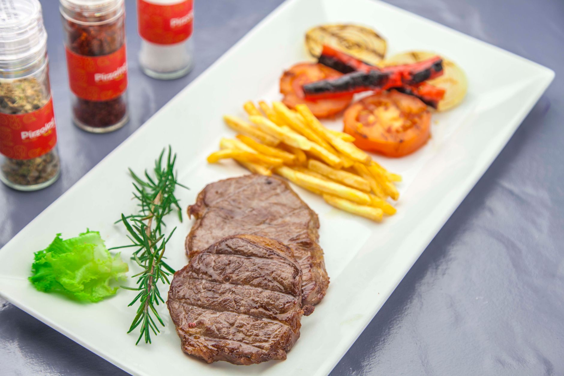 Steak with Fries and Vegetables