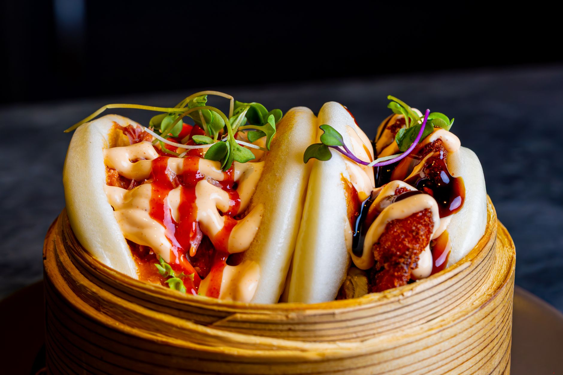 Steamed Bao with Fried Chicken