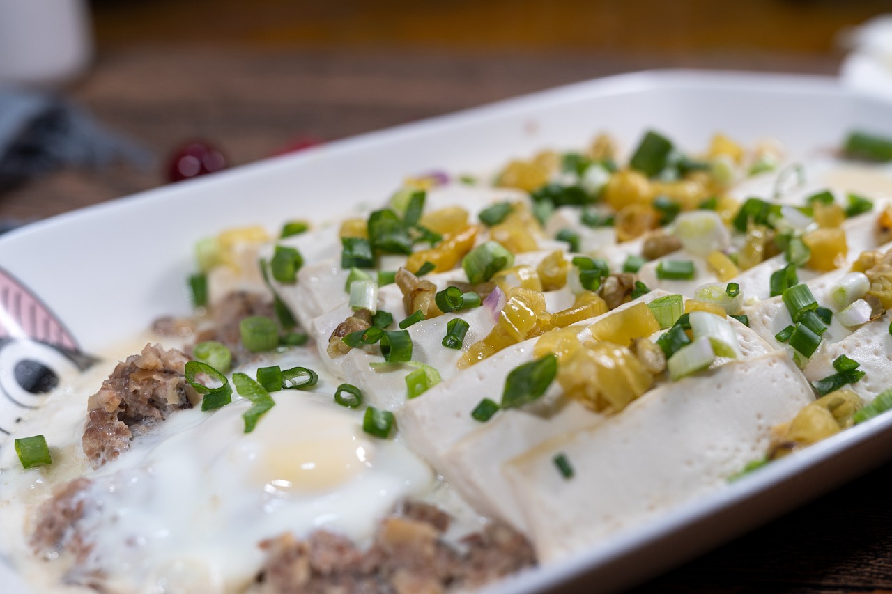 Steamed Tofu with Egg and Minced Meat