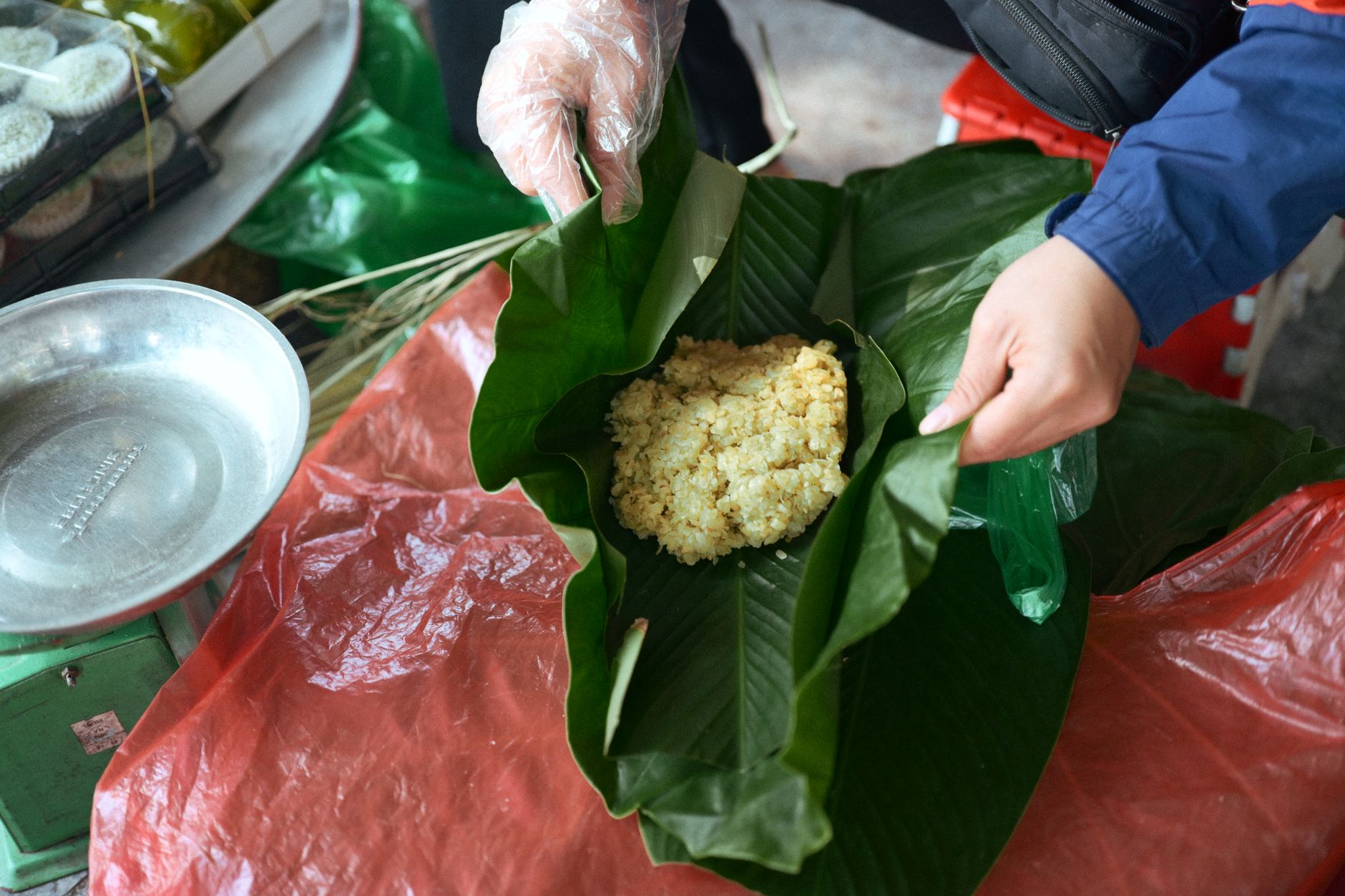 Sticky Rice Wrapped in Banana Leaf