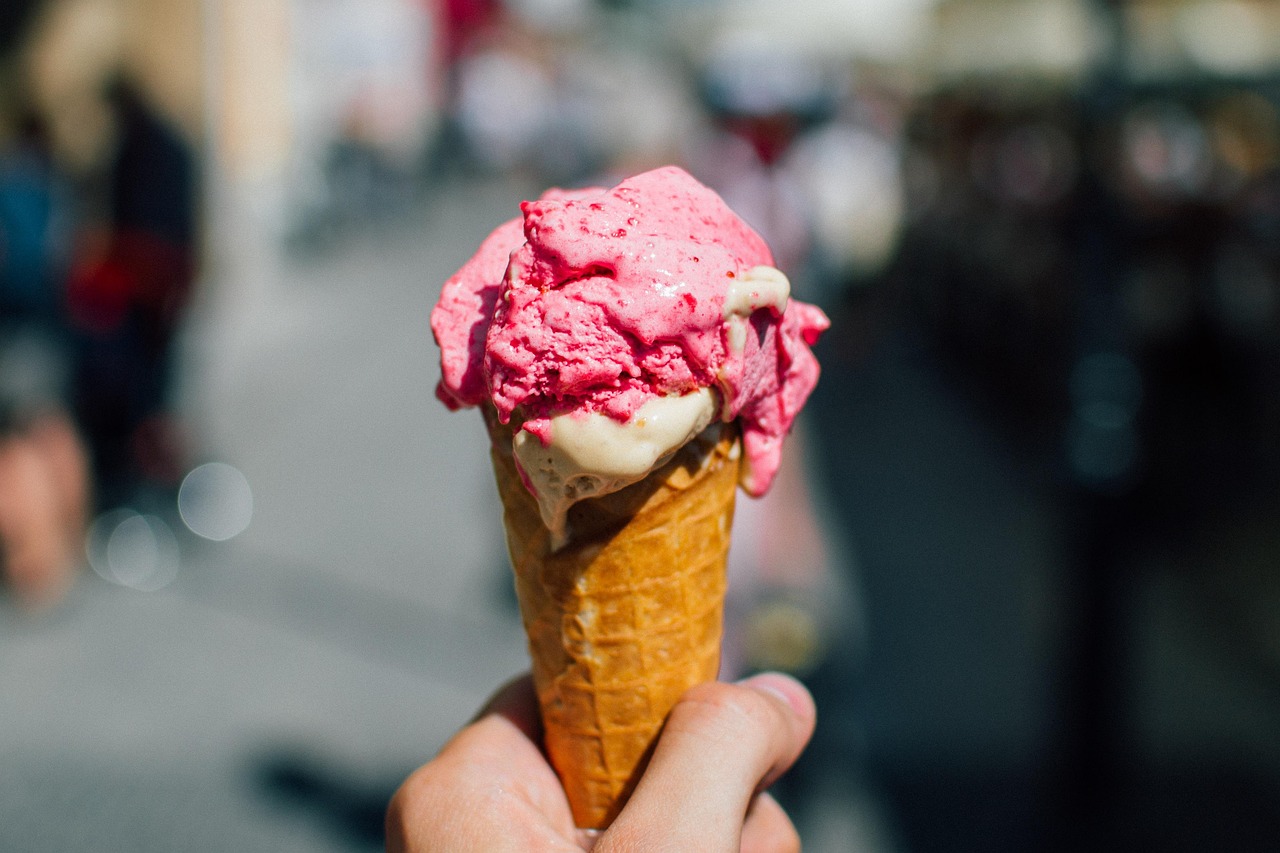 Strawberry and Lemon Ice Cream Cone