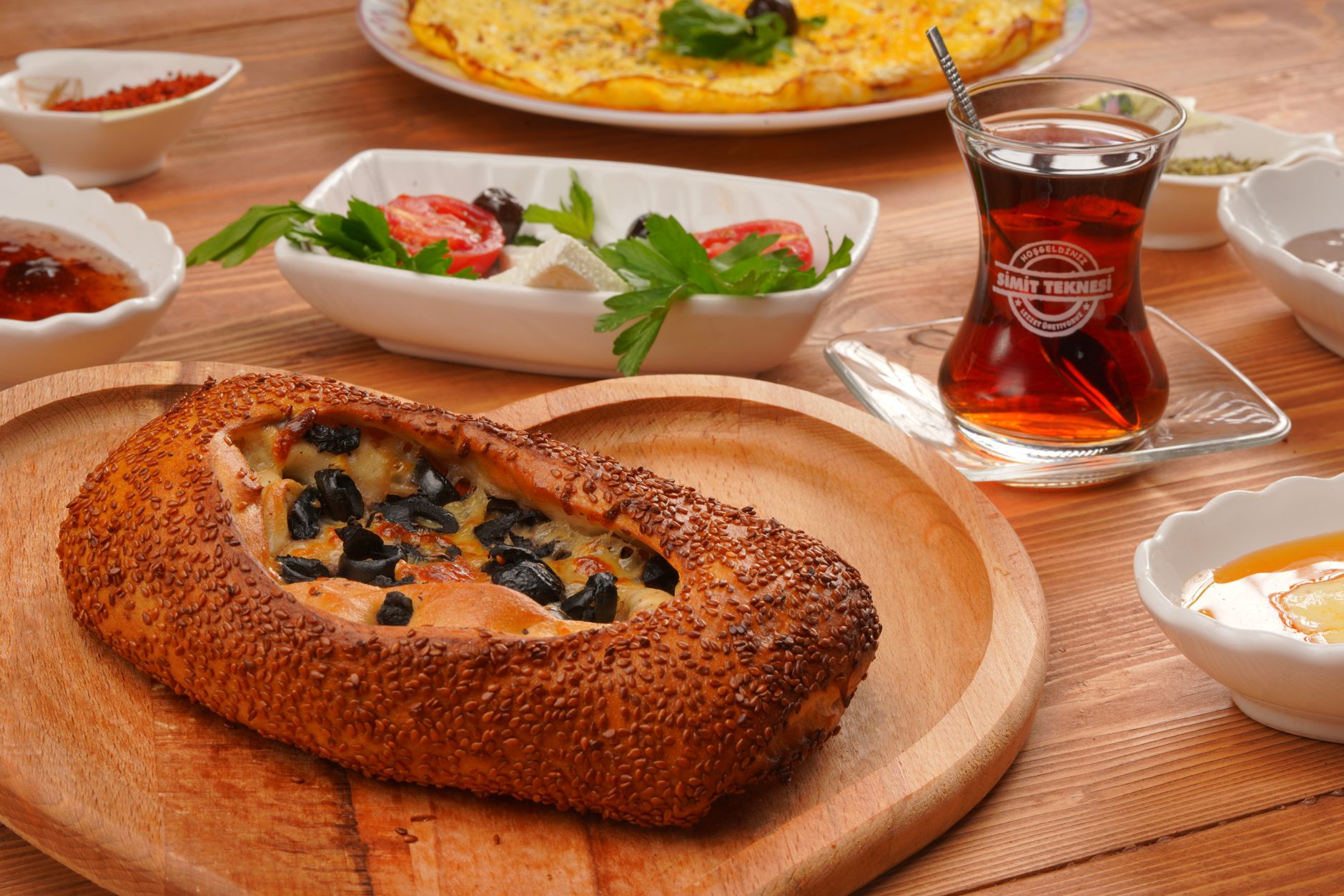 Turkish Sesame Bread with Cheese and Olives