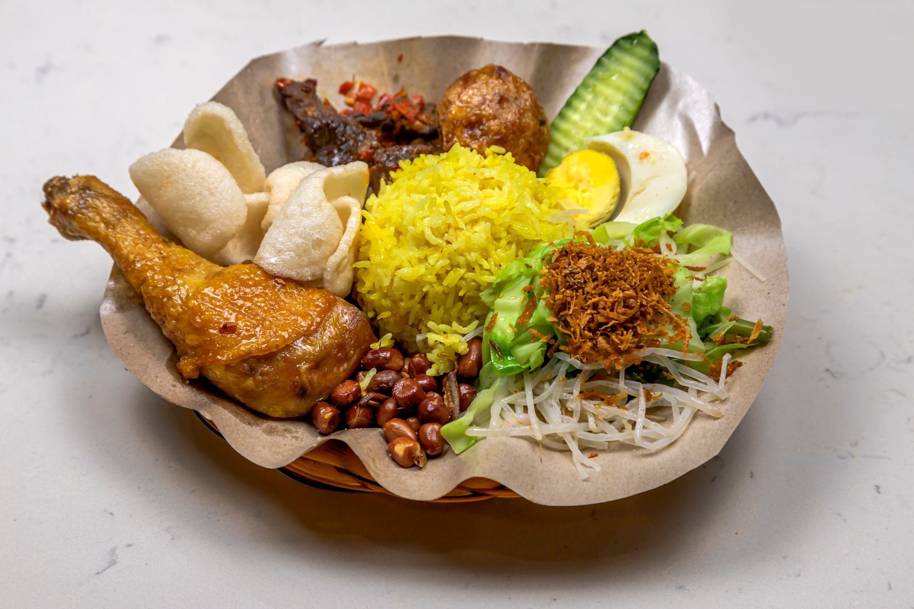 Yellow Rice with Chicken and Side Dishes