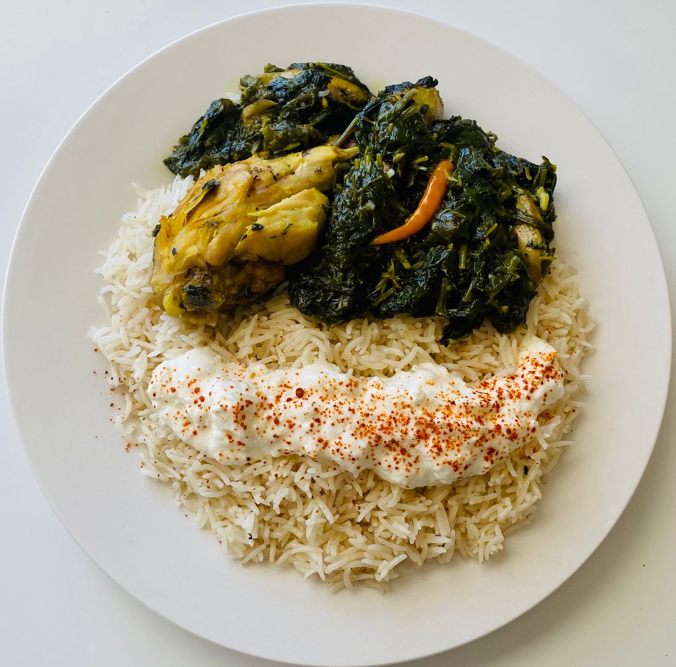 Yogurt Chicken with Rice and Spinach