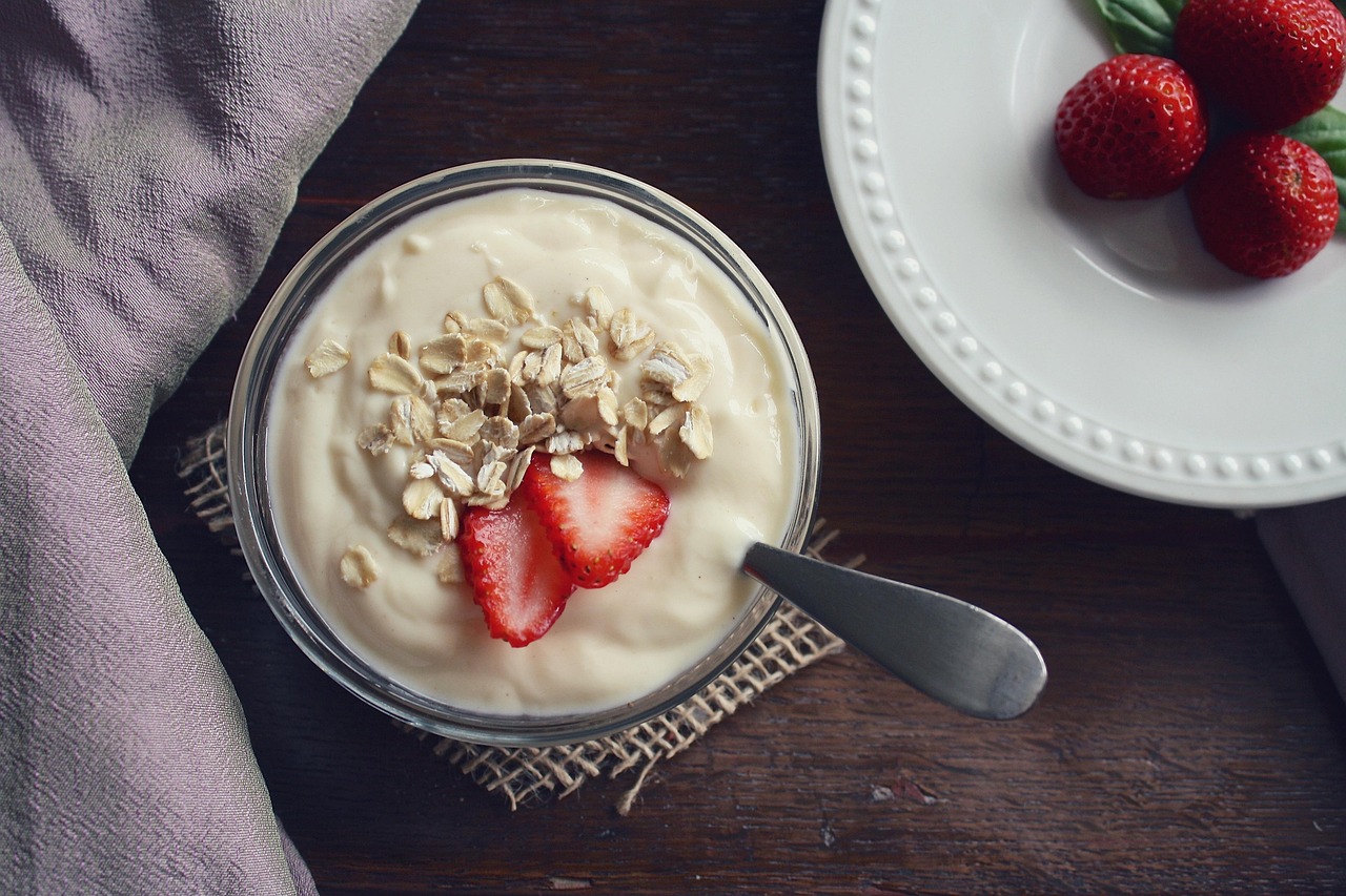 Yogurt with Granola and Strawberries