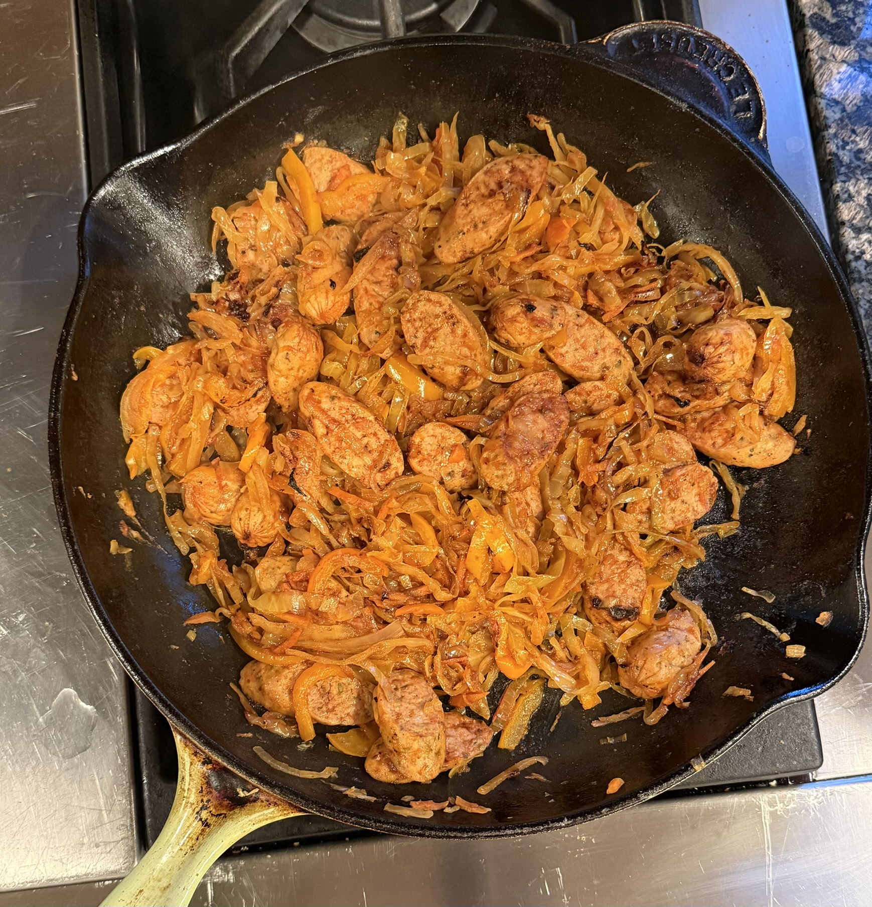 Sausage, Pepper, Onion & Cabbage Skillet