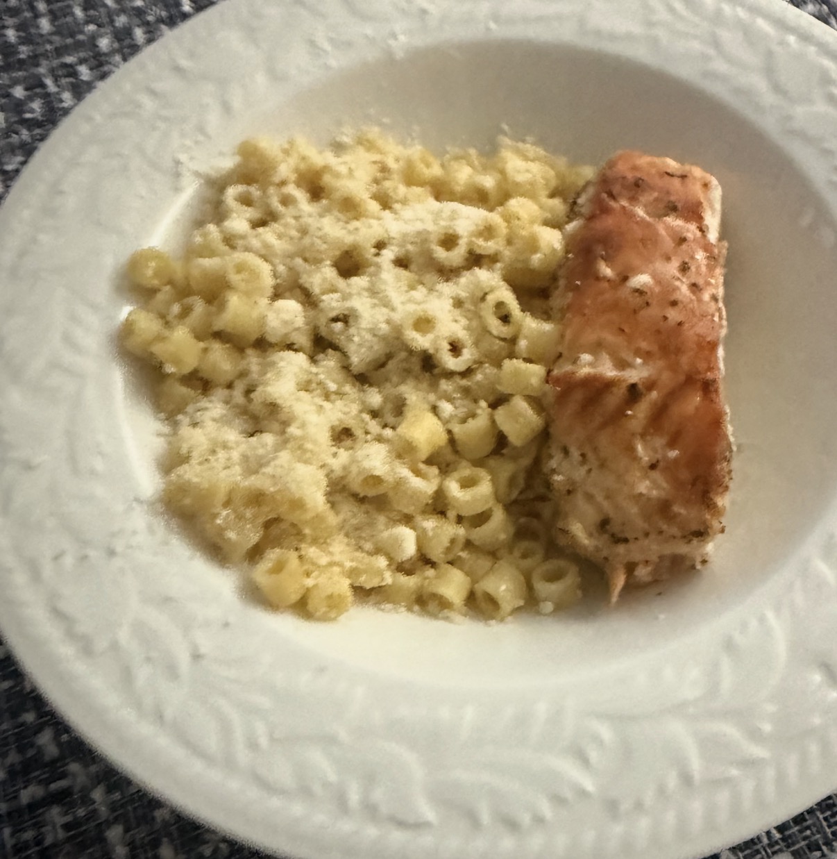 Creamy Ditalini Mac & Cheese with Pan-Seared Salmon