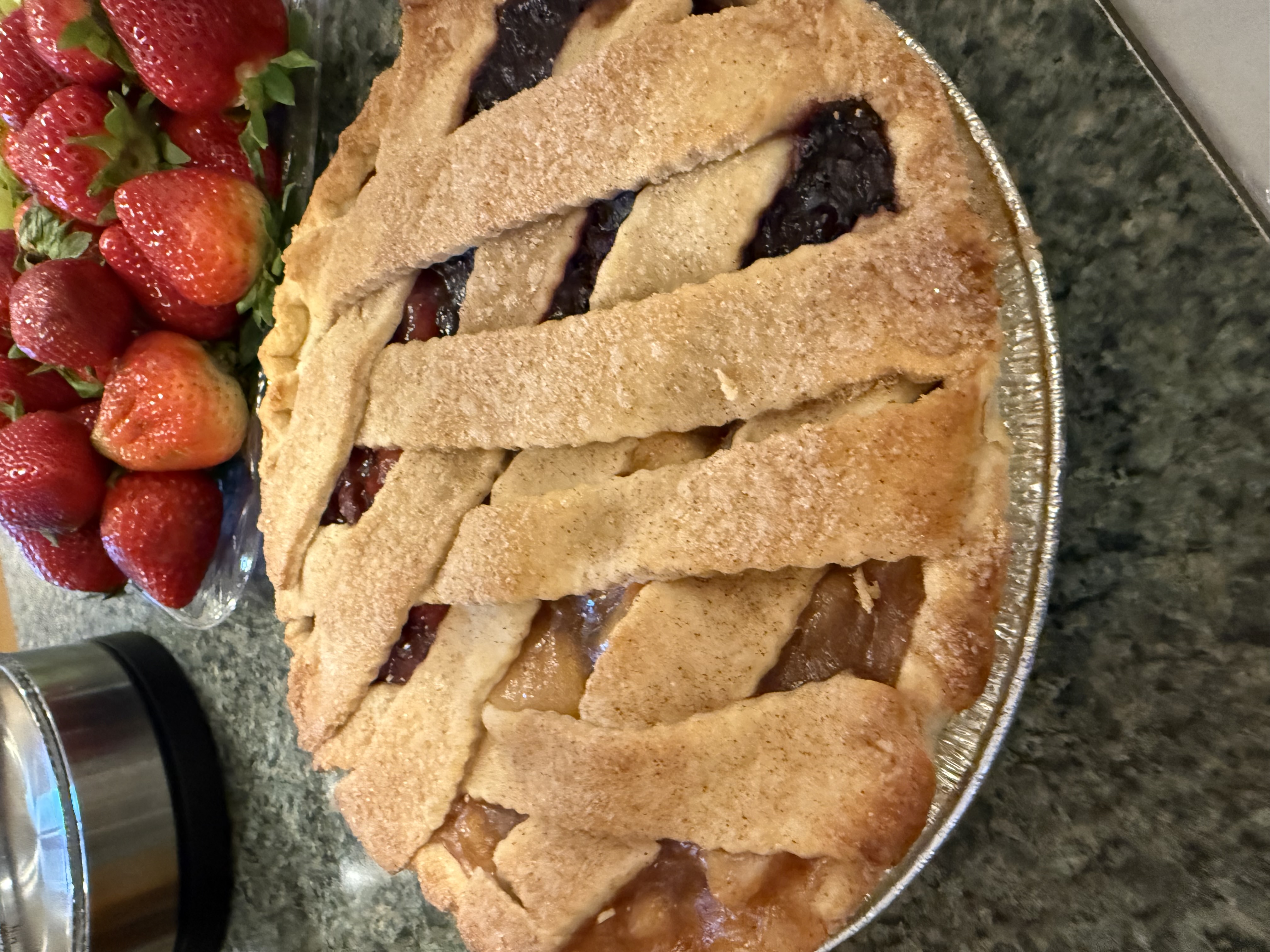 Strawberry & Blueberry Lattice Pie with Cinnamon Sugar Crust