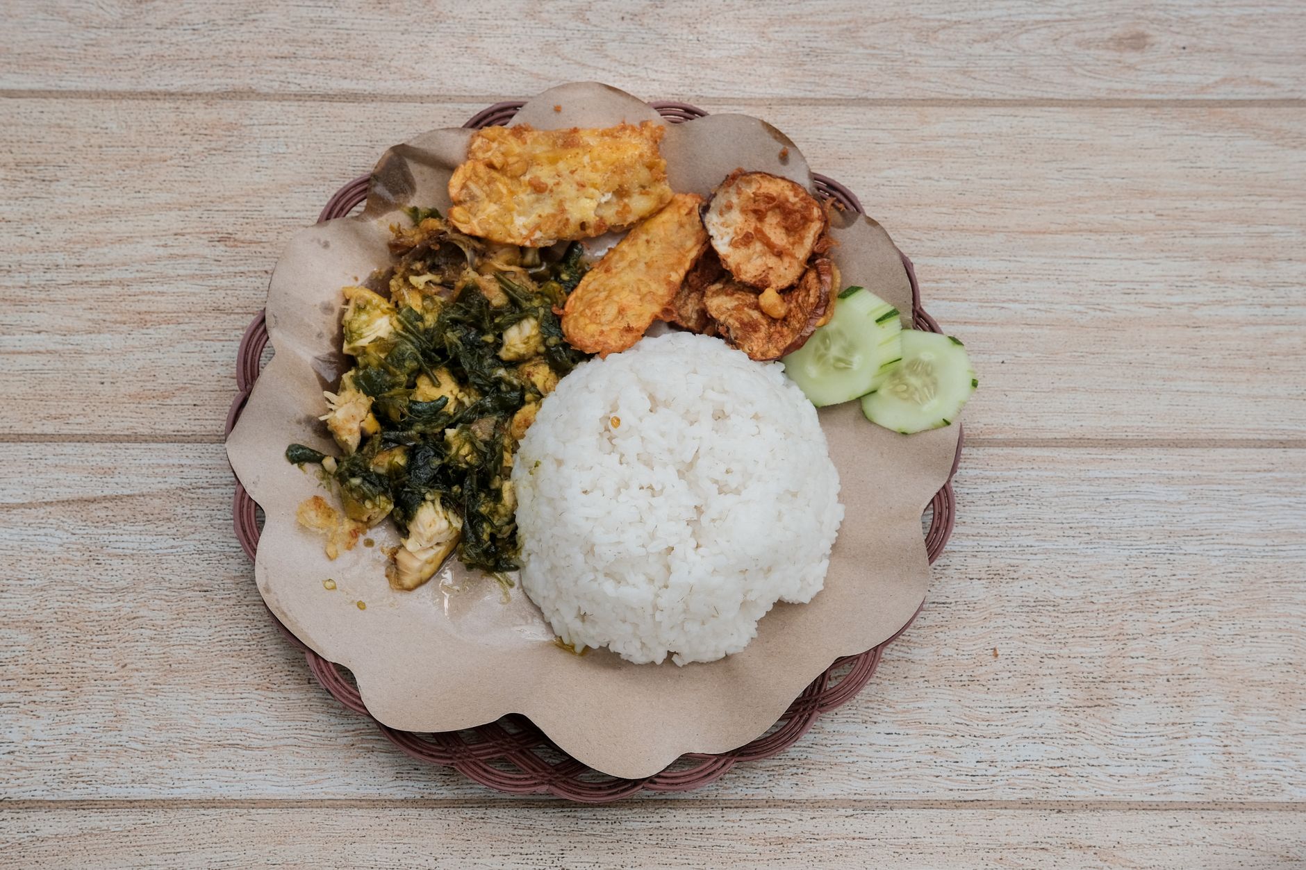 Ayam Penyet — Indonesian Smashed Chicken Plate