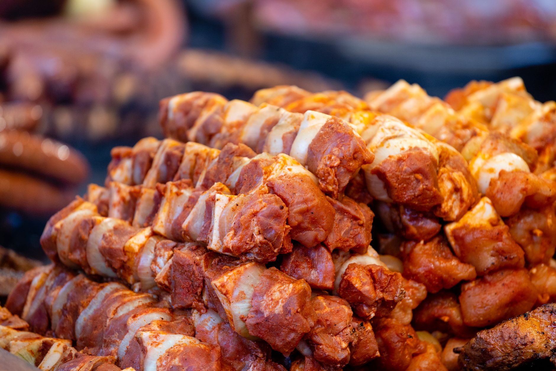 Balkan Grilled Pork & Sausage Skewers