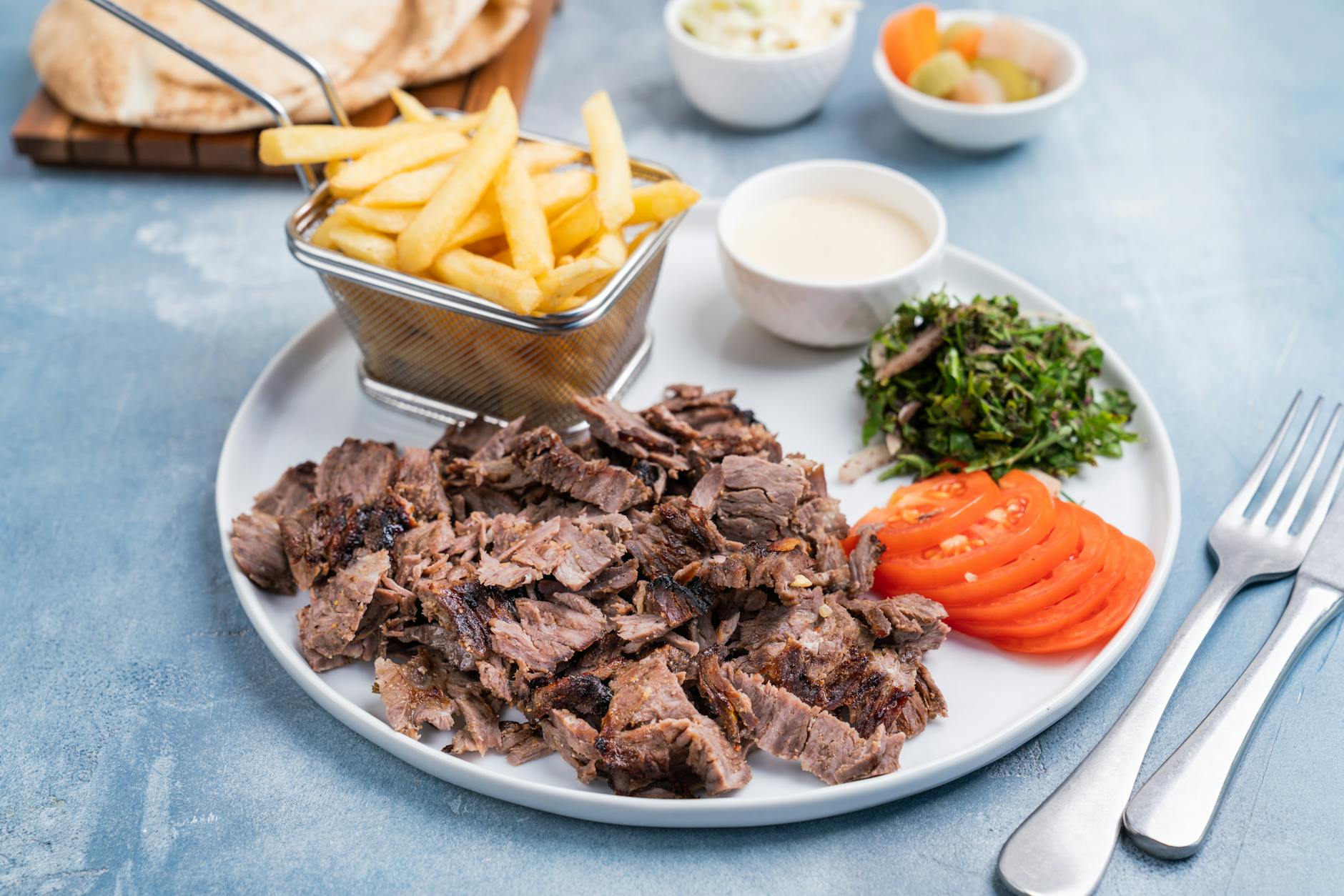 25-Min Beef Shawarma with Tahini & Fries