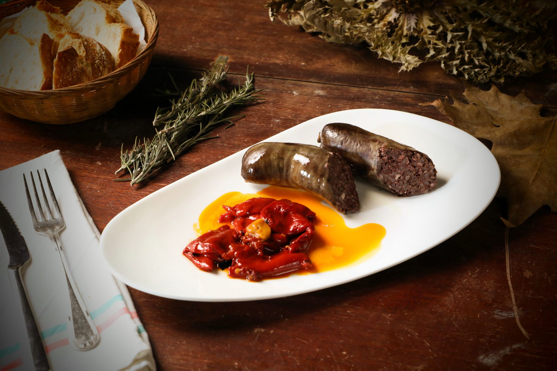 Pan-Fried Blutwurst with Peppers & Bread