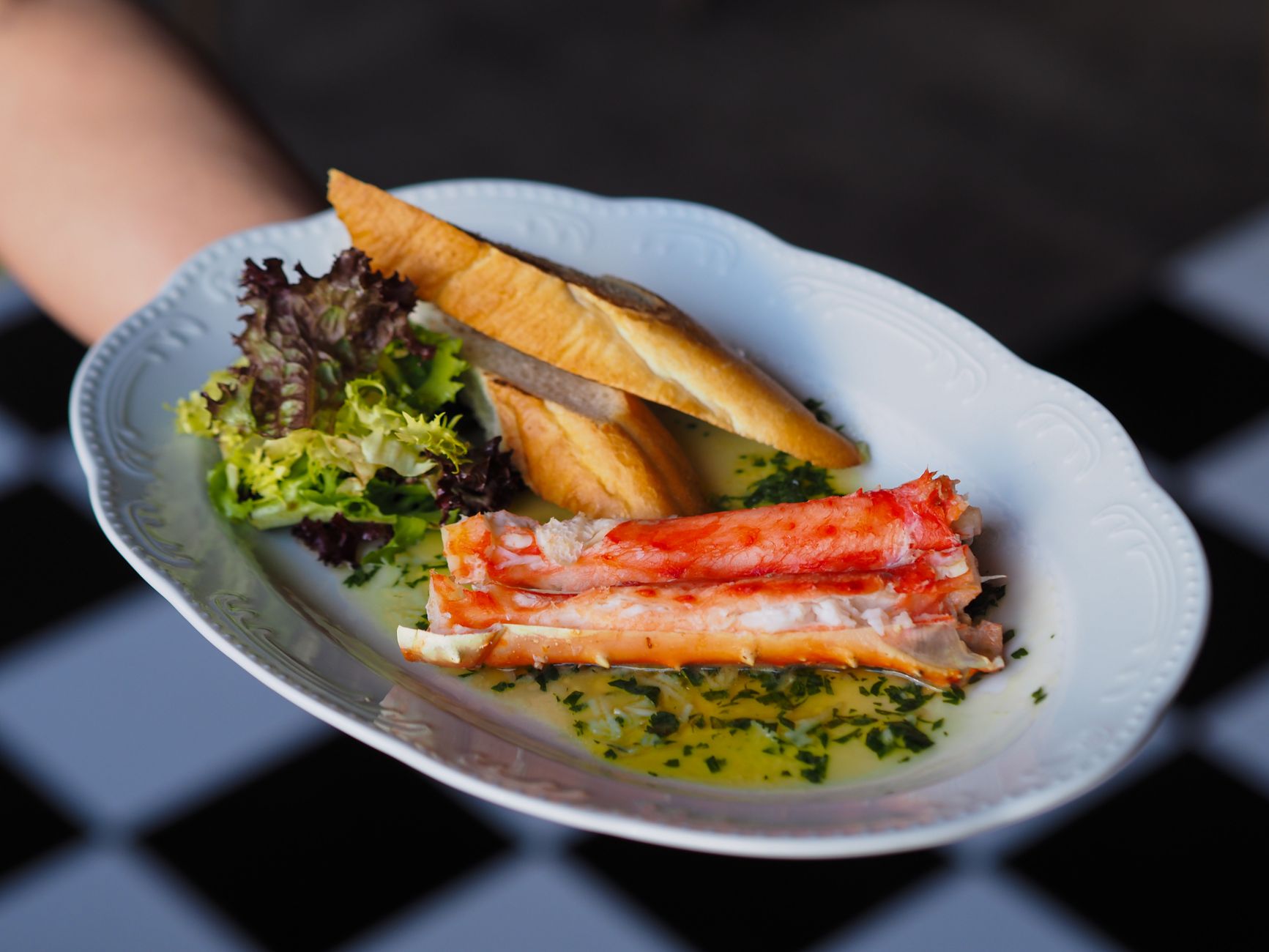 Cajun Garlic Butter Crab Legs & Toast