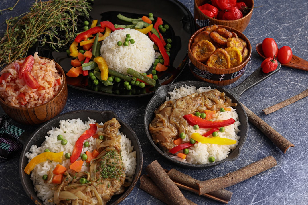 Caribbean Brown Stew Chicken with Rice & Peas