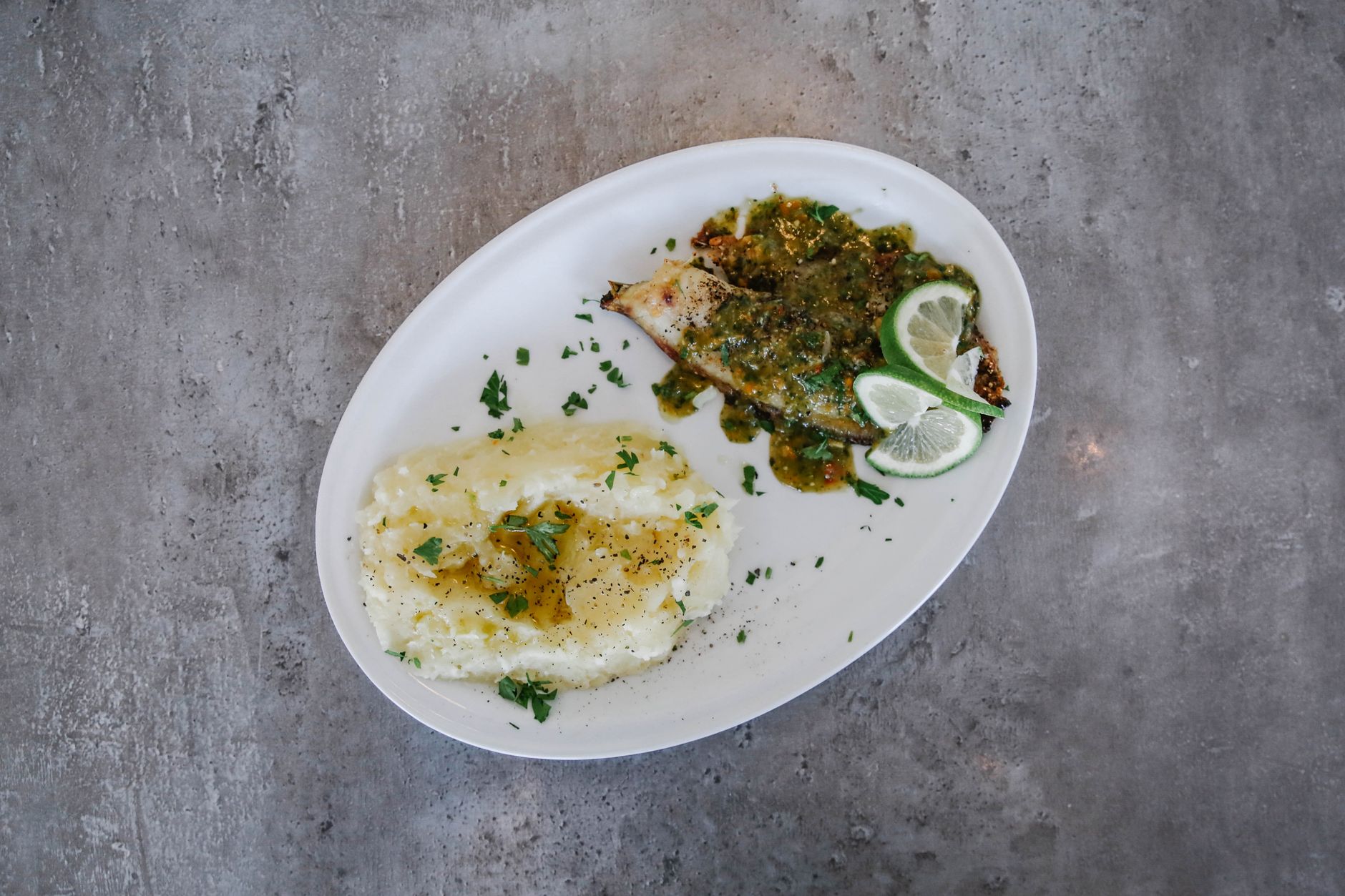 Champ & Herb-Crusted Fish with Lime