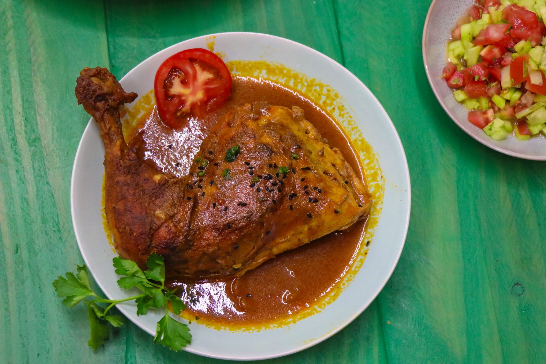 20-Min Chicken Kokkinisto with Tomato Salad