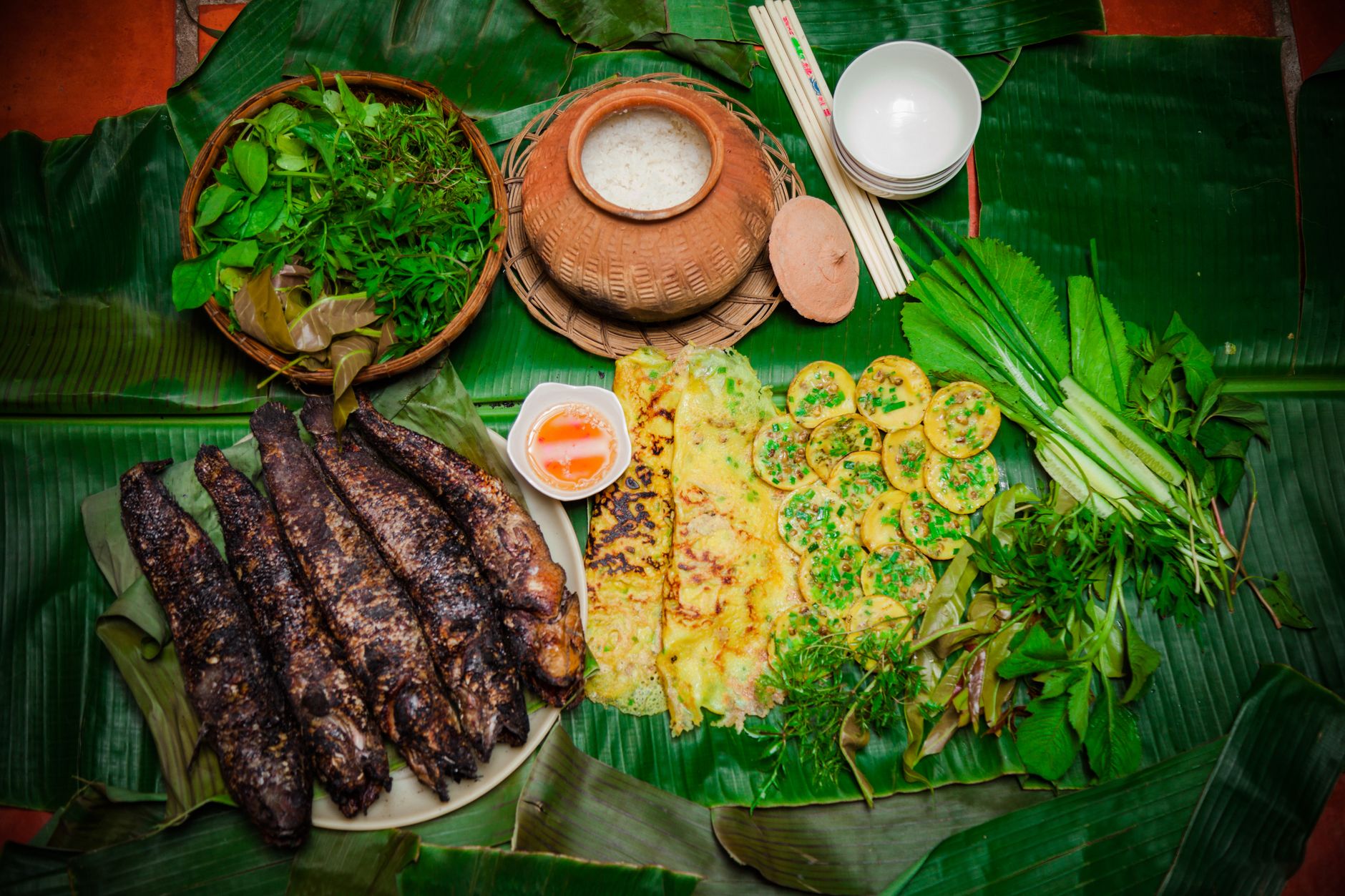 Clay Pot Rice with Grilled Fish & Crispy Pancakes