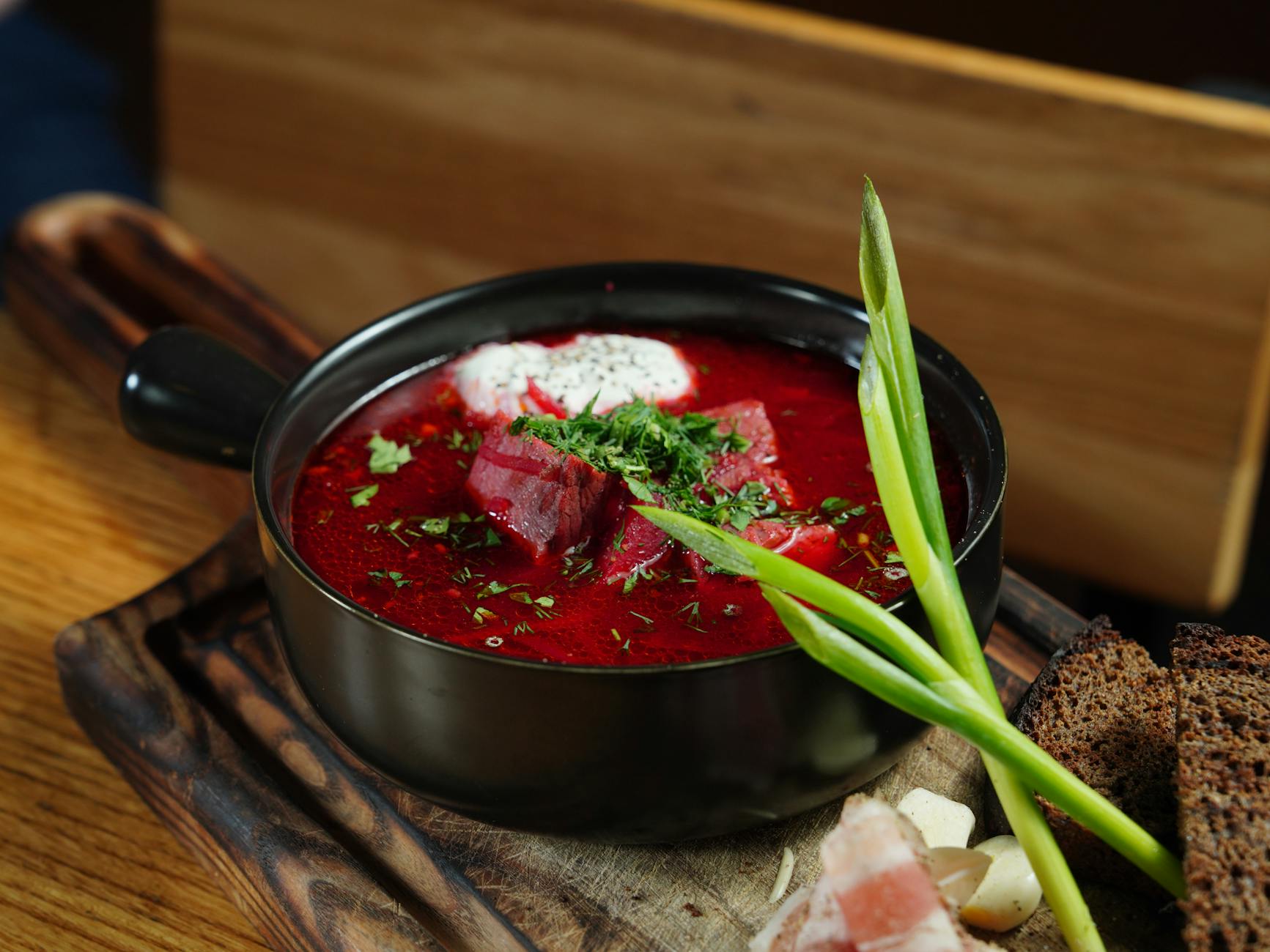 Clear Beet Soup with Rye Bread & Salad