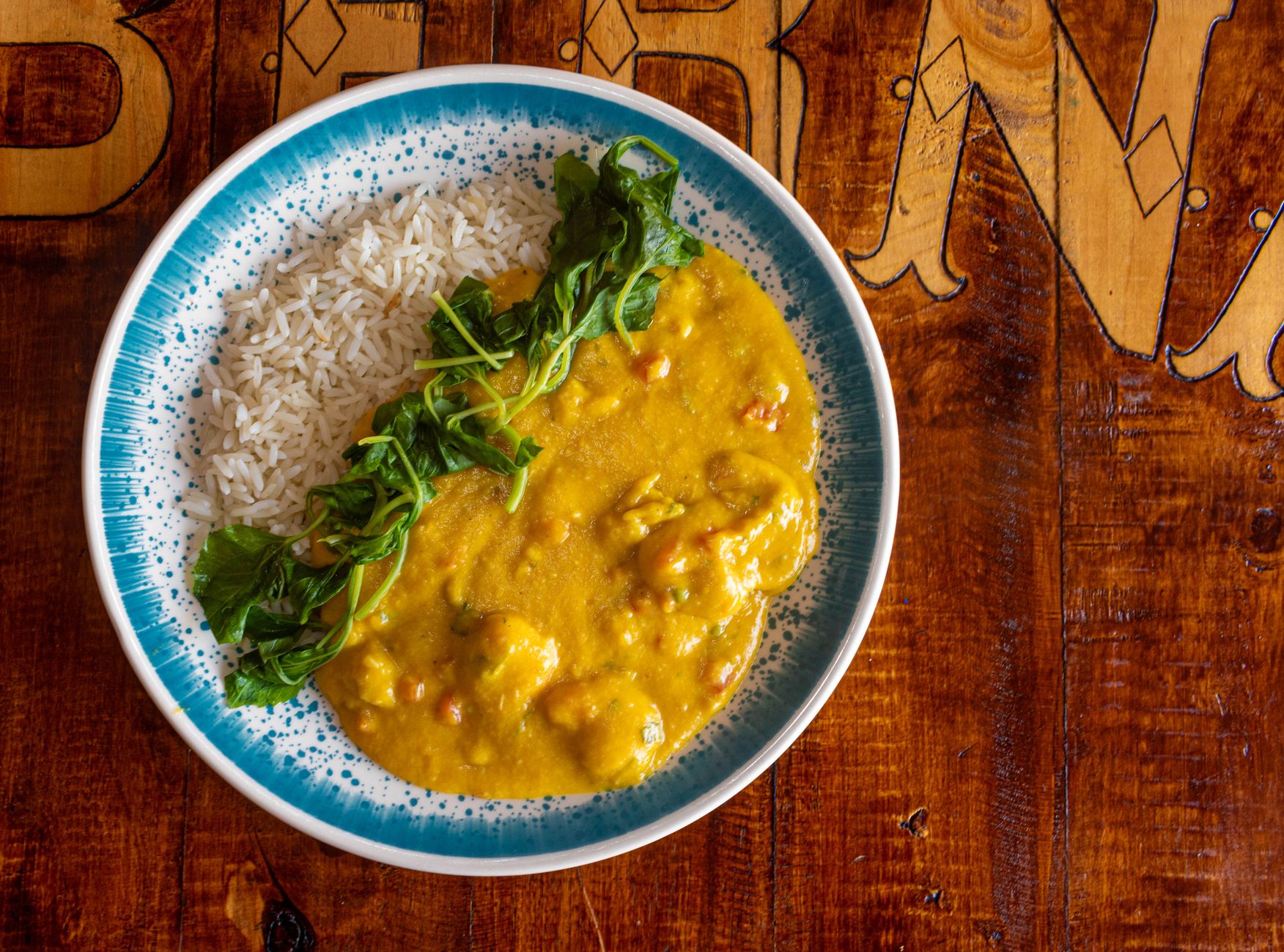Coconut Curry Shrimp with Rice & Greens