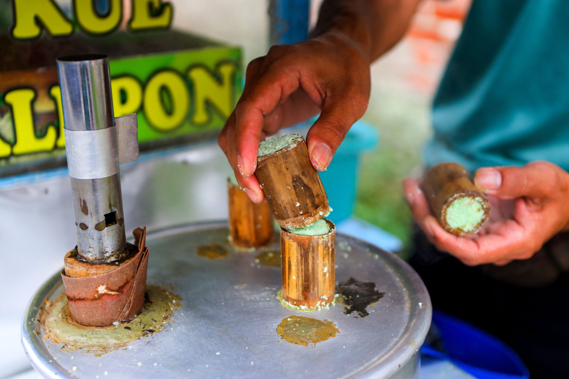 Coconut Puttu with Curry Leaf Oil